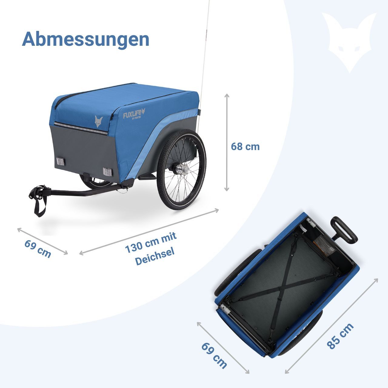 FUXLIFE Fahrradlastenanhänger FX-LA120, 2in1 Nutzung, 120 L Volumen, 47,8 kg Zuladung