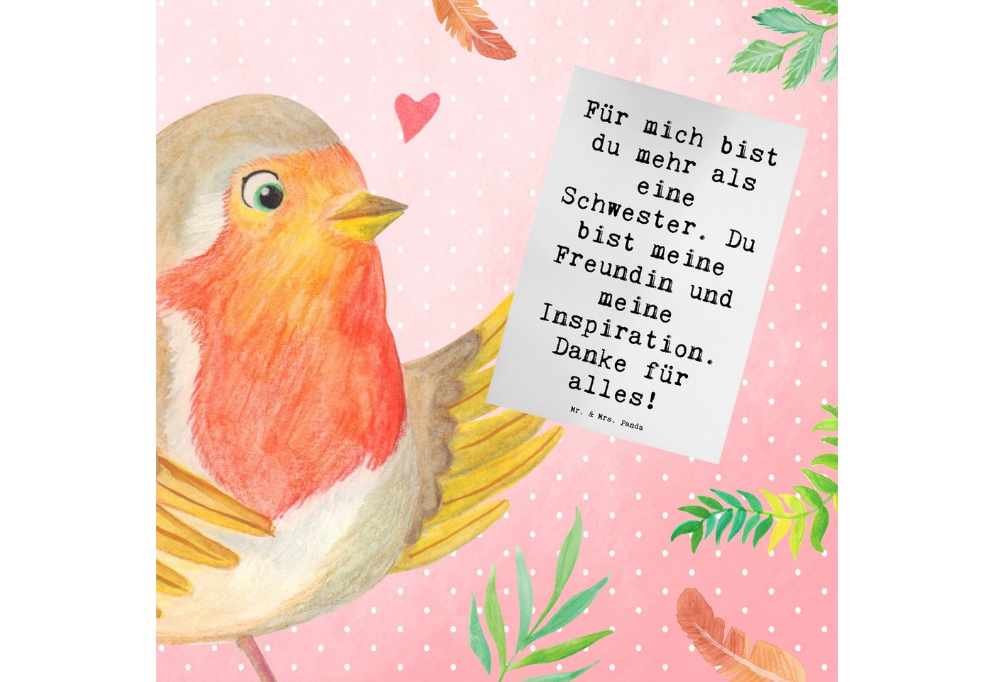 Thumbnail - Mr. & Mrs. Panda Grußkarte Spruch Meine Schwester - Weiß - Geschenk, besondere Überraschung, Dan, Edler Umschlag