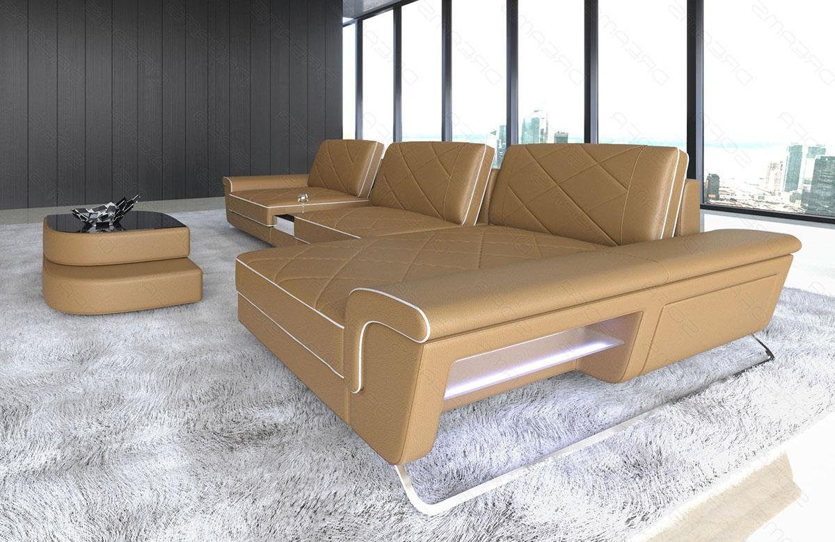 L LED, Sofa Couch, Bari Ledersofa, Ecksofa Dreams Form Sofa Leder mit Designersofa verstellbare Rückenlehnen,