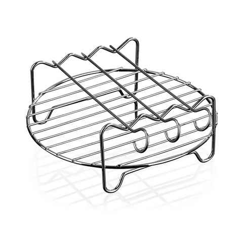 GOURMETmaxx Grillrost Rund für die Heißluft Fritteuse 2,2l inkl Spieße, Passend für die GOURMETmaxx Heißluft-Fritteuse 2,2 l (01235, 00943, 01860)