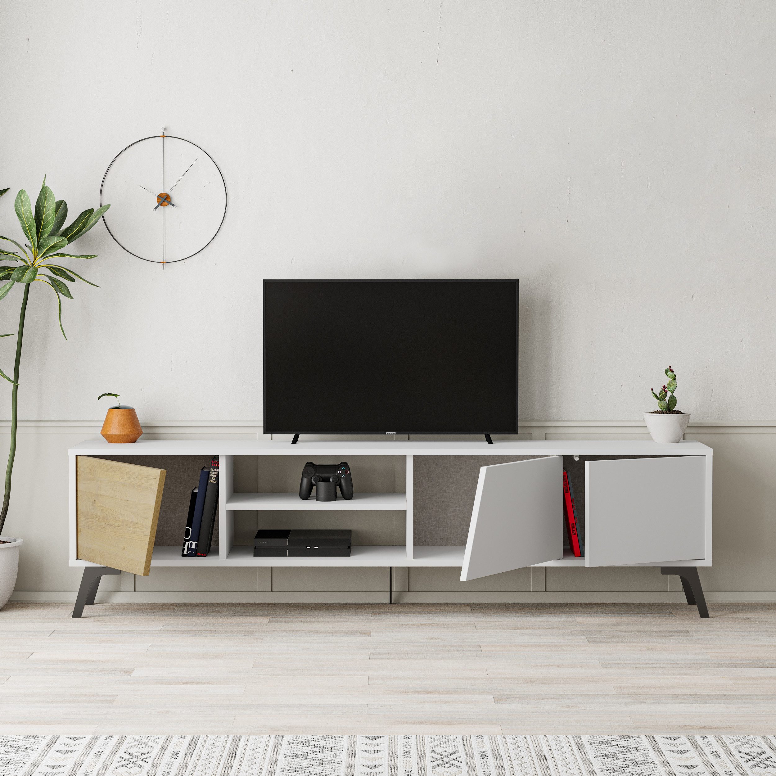 Decortie TV-Schrank FIONA verschiedene Farboptionen, 180 × 36 ×48 ccm