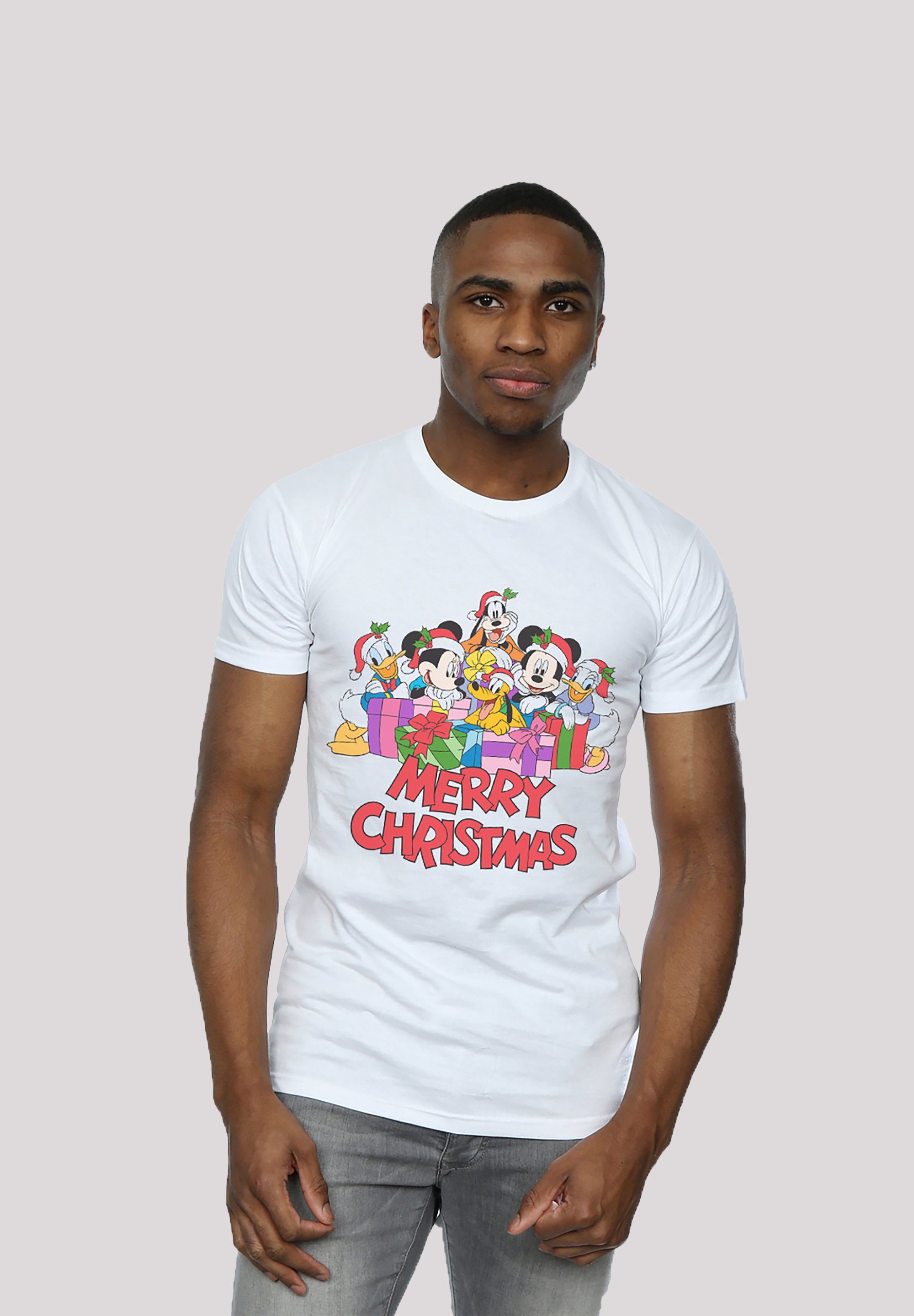 F4NT4STIC T-Shirt Disney Micky Maus Merry Christmas Print weiß