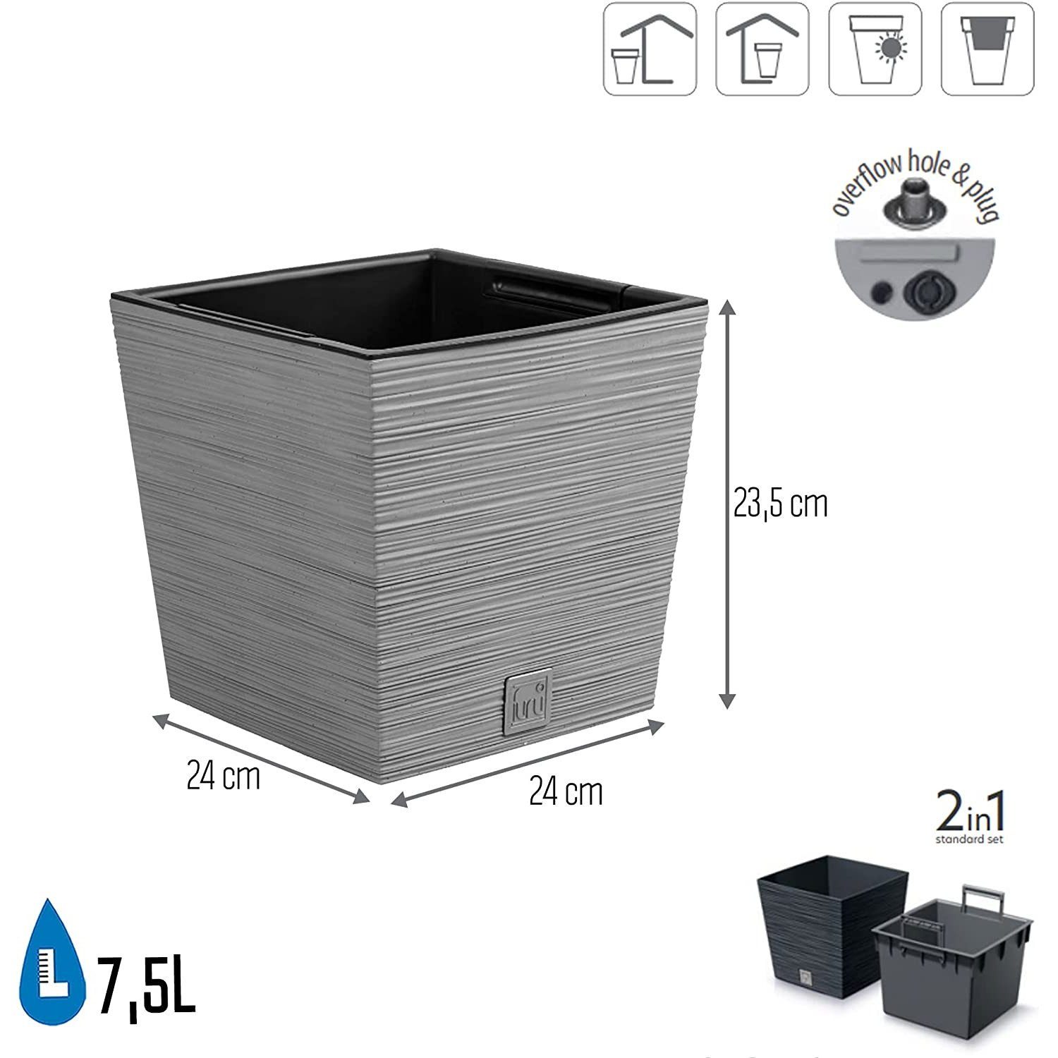 Prosperplast Blumentopf, Pflanzgefäß Furu Square Low günstig online kaufen