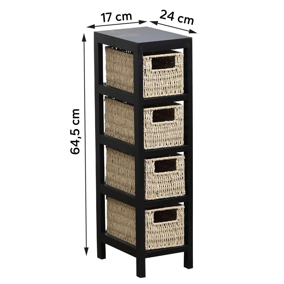 TENDANCE Badkommode Regal Korbregal Korbkommode Badregal Holz Landhaus Kommode
