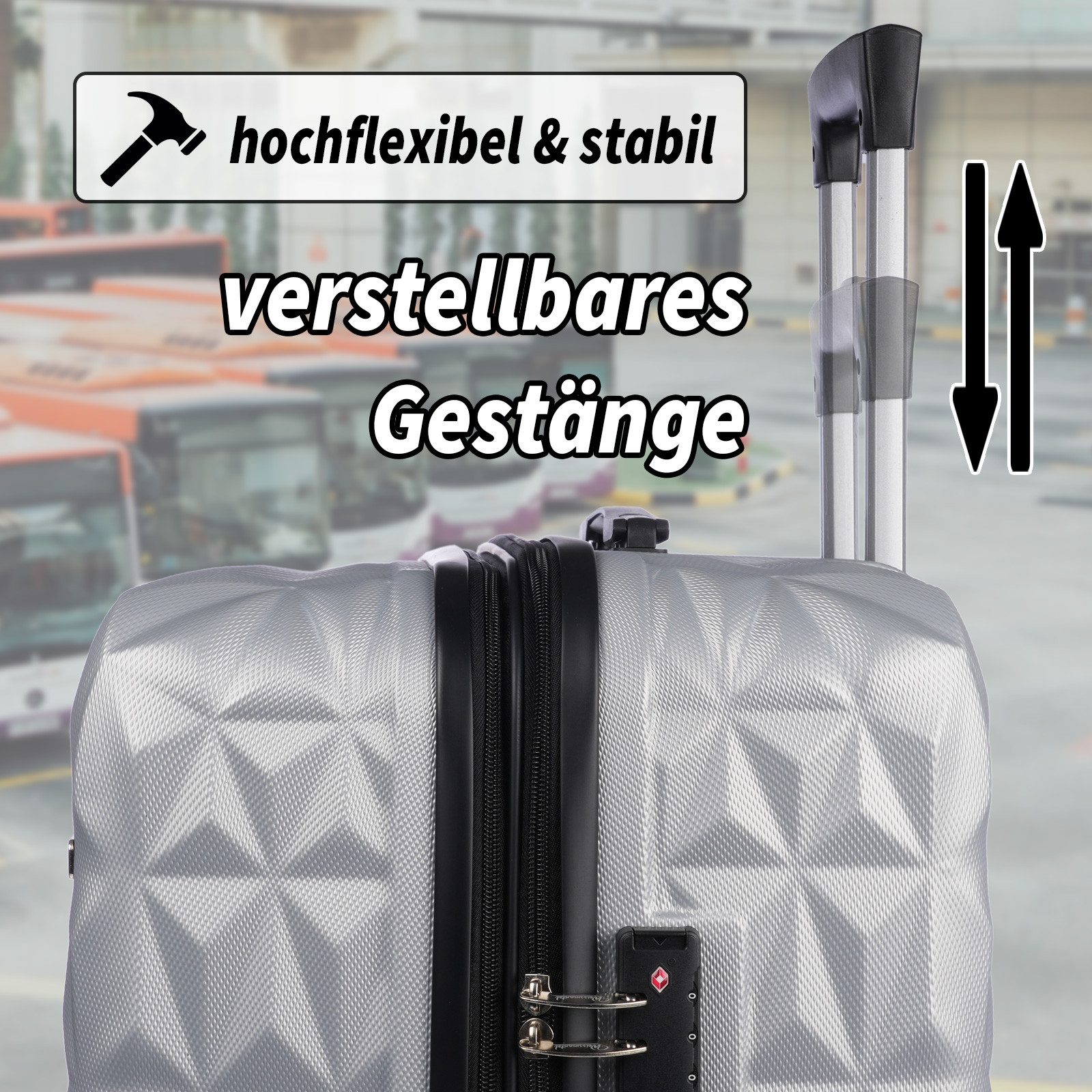 Weissmantel Kofferset 5er Koffer Set Hartschalenkoffer Kofferset XL Bordgepäck Handgepäck, (Suitcase 5 teilig Rollkoffer, Hartschalenkoffer Set, Reisekoffer, Kofferset, Koffer Set, Tolley Set)