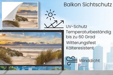 MuchoWow Balkonsichtschutz Strand - Düne - Gras - Sonnenuntergang - Meer (1-St) Balkon Sichtschutz 90x200, Windschutz für Zaun PVC, 200x90 cm