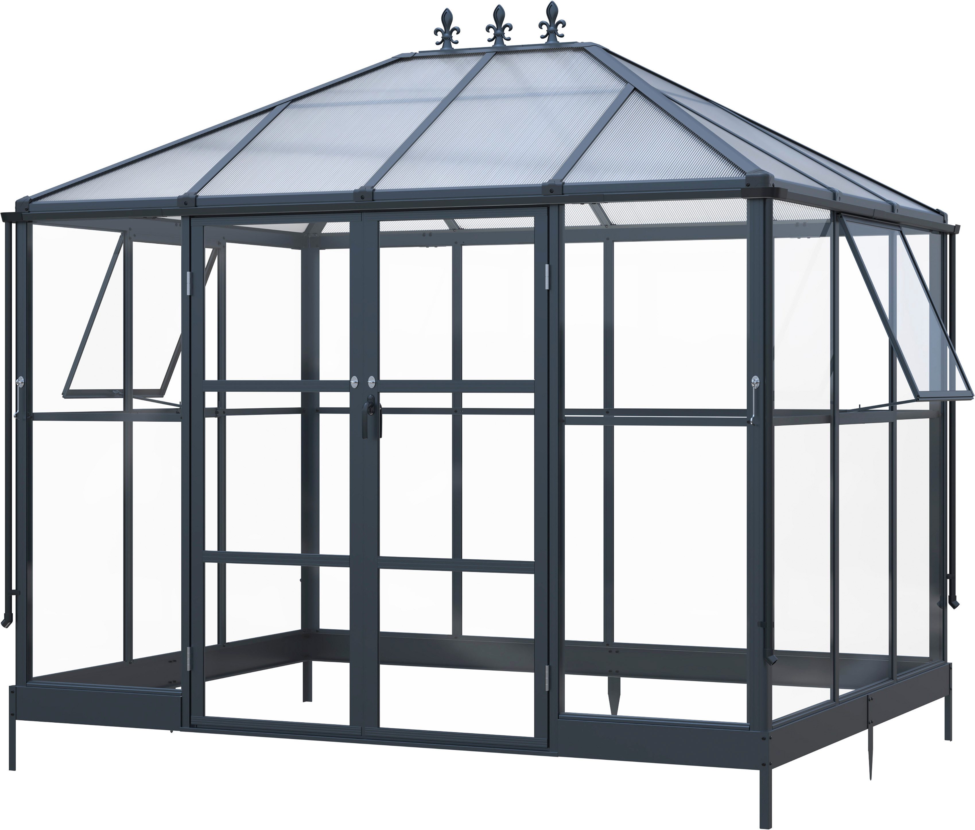 WESTMANN Gewächshaus Suprema M Schwarz, 2 mm Wandstärke, 215x284x243cm