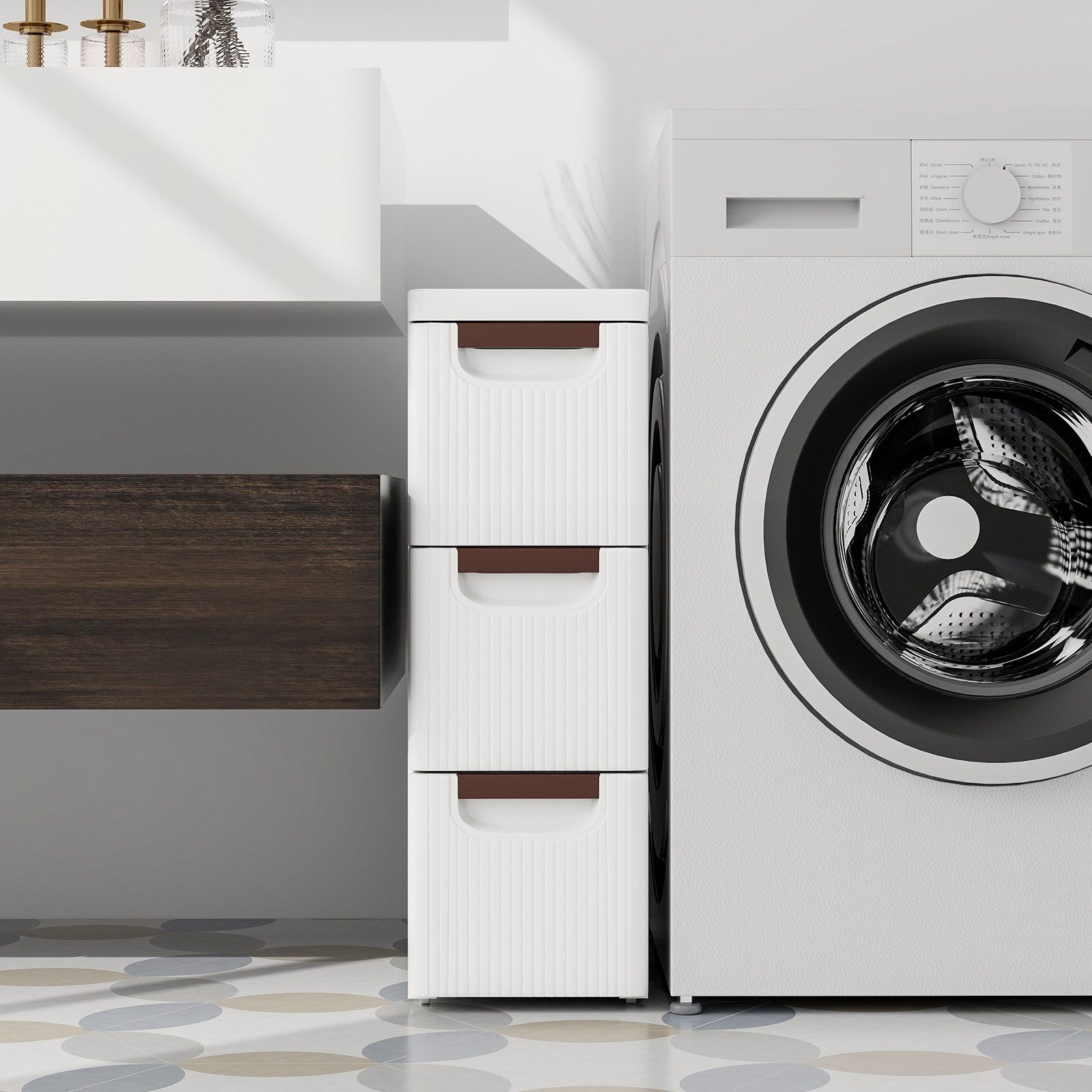 COSTWAY Beistellwagen, Nischenschrank schmal, mit 3 Schubladen & Rollen, we günstig online kaufen