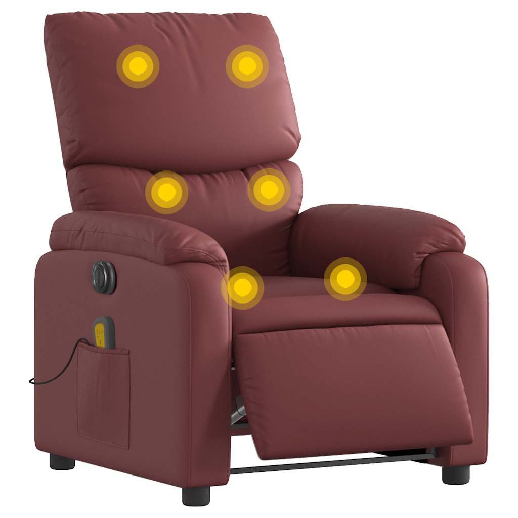 Sessel Massagesessel Elektrisch Weinrot Kunstleder