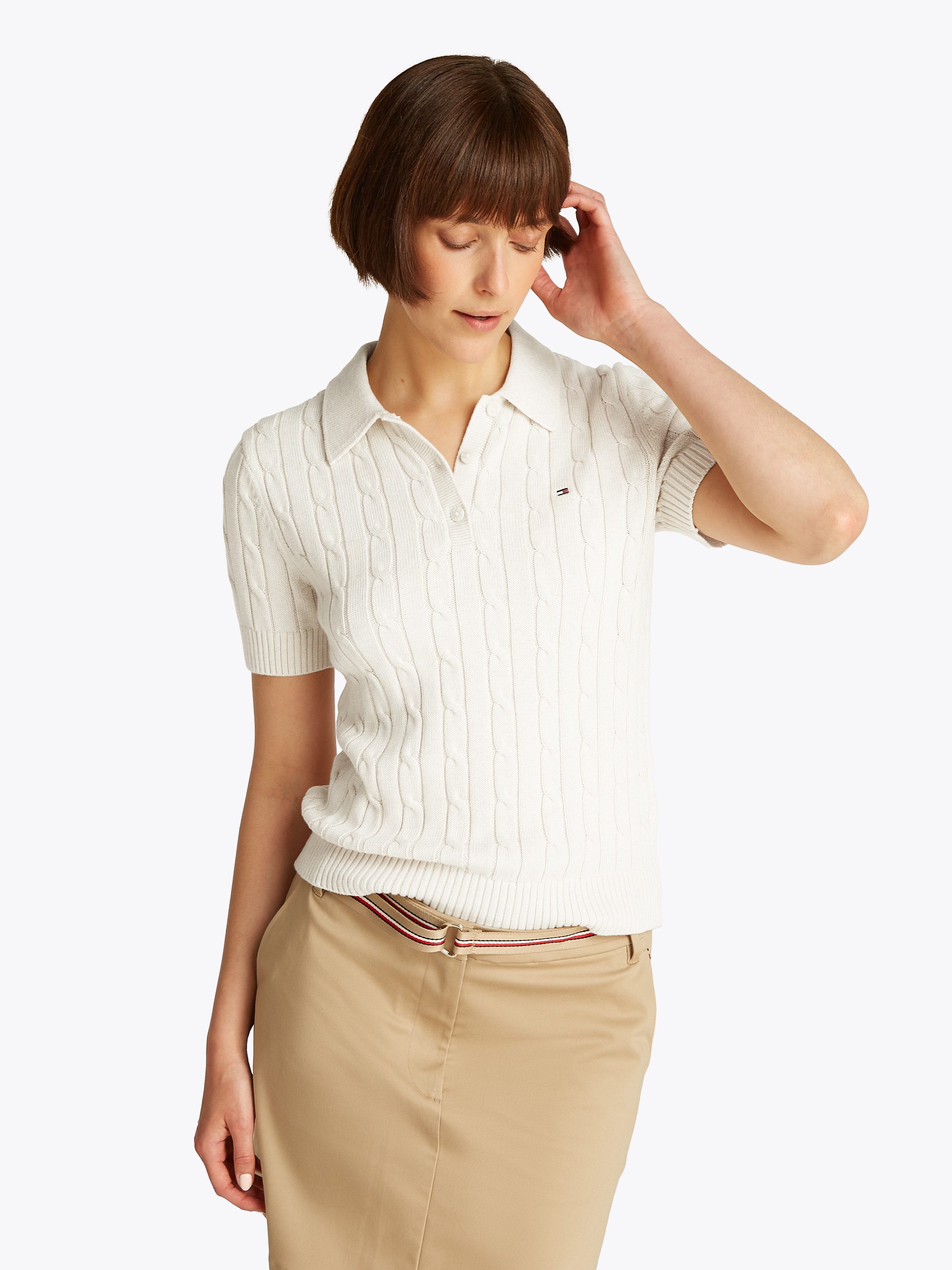Tommy Hilfiger Polokragenpullover CO CABLE MID günstig online kaufen