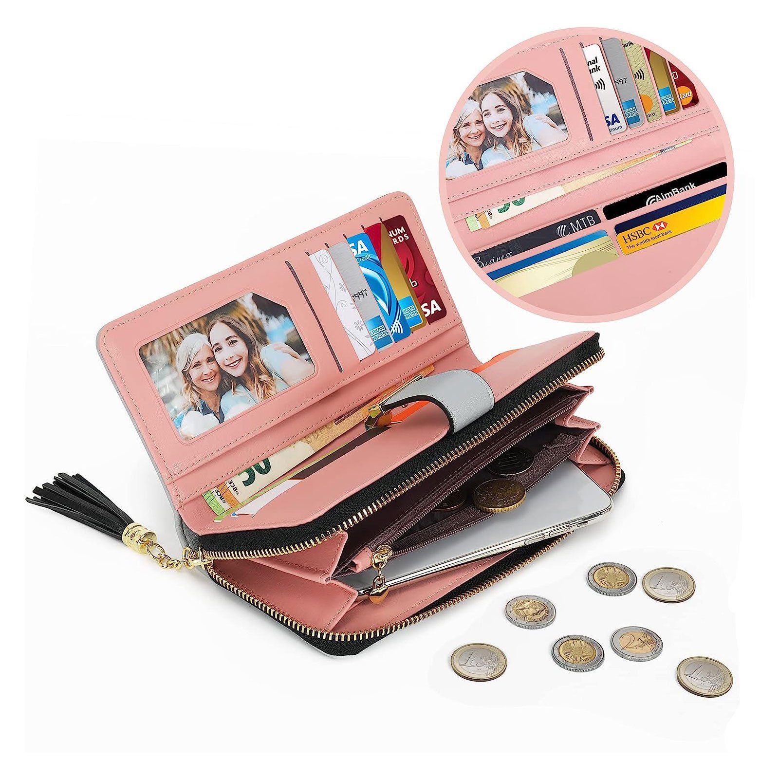 REDOM Geldbörse Damen Portemonnaie Kunstleder Portmonee RFID Schutz Geldbeu günstig online kaufen