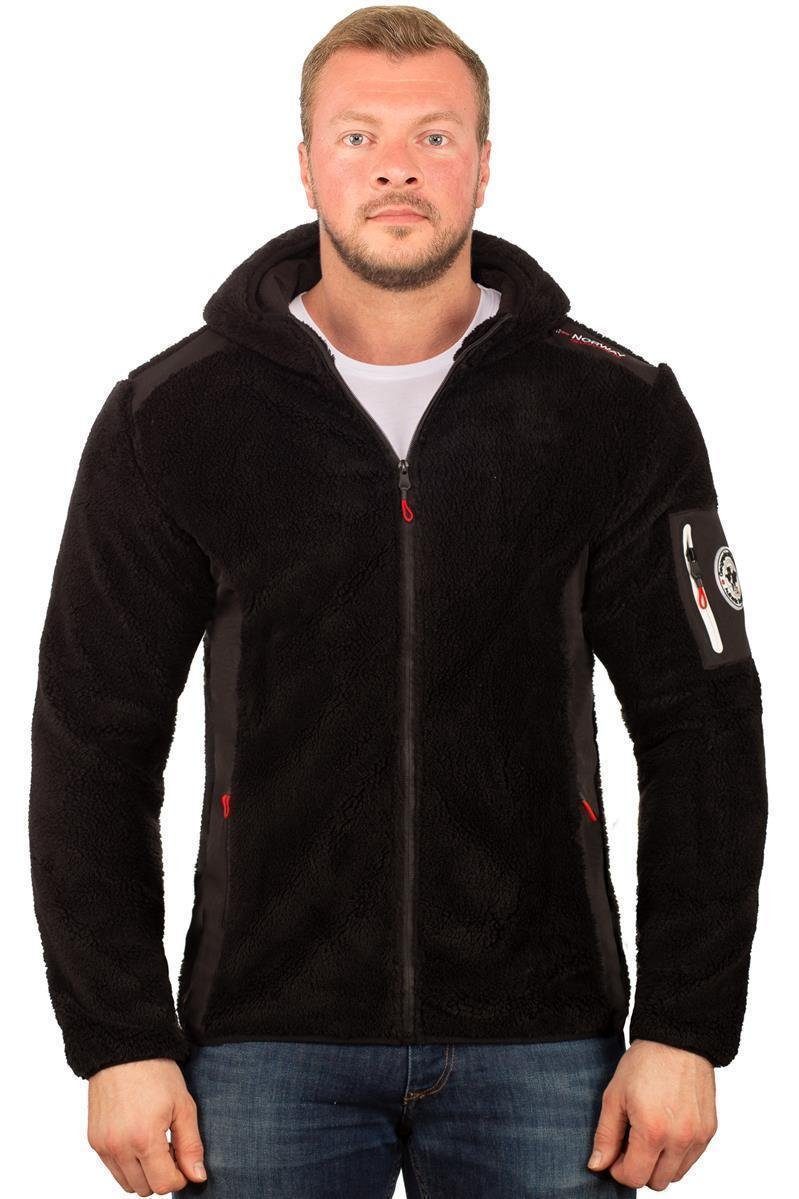 Geographical Norway Fleecejacke Herren Hoodie batufour (1-St) besonders weicher Stoff schwarz