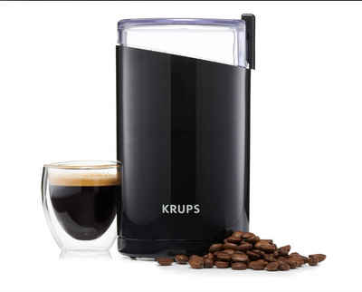 Krups Kaffeemühle F20342, 200 W, Schlagmesser, 75 g Bohnenbehälter, Geschmackskonsistenz, fein bis grob, 12-Tassen Fassungsvermögen, robuste Edelstahlklingen, einfache Ein-Knopf-Steuerung