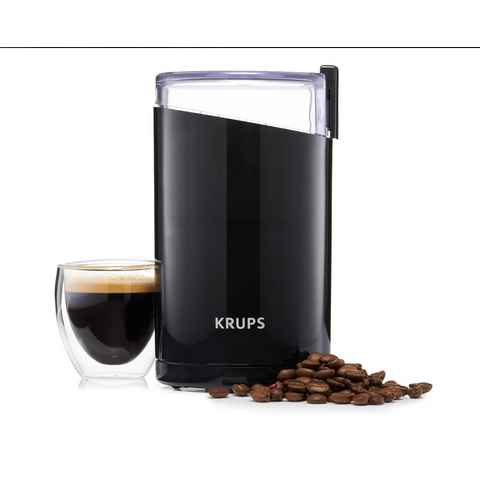 Krups Kaffeemühle F20342, 200 W, Schlagmesser, 85 g Bohnenbehälter, fein bis grob, 12-Tassen Fassungsvermögen, robuste Edelstahlklingen