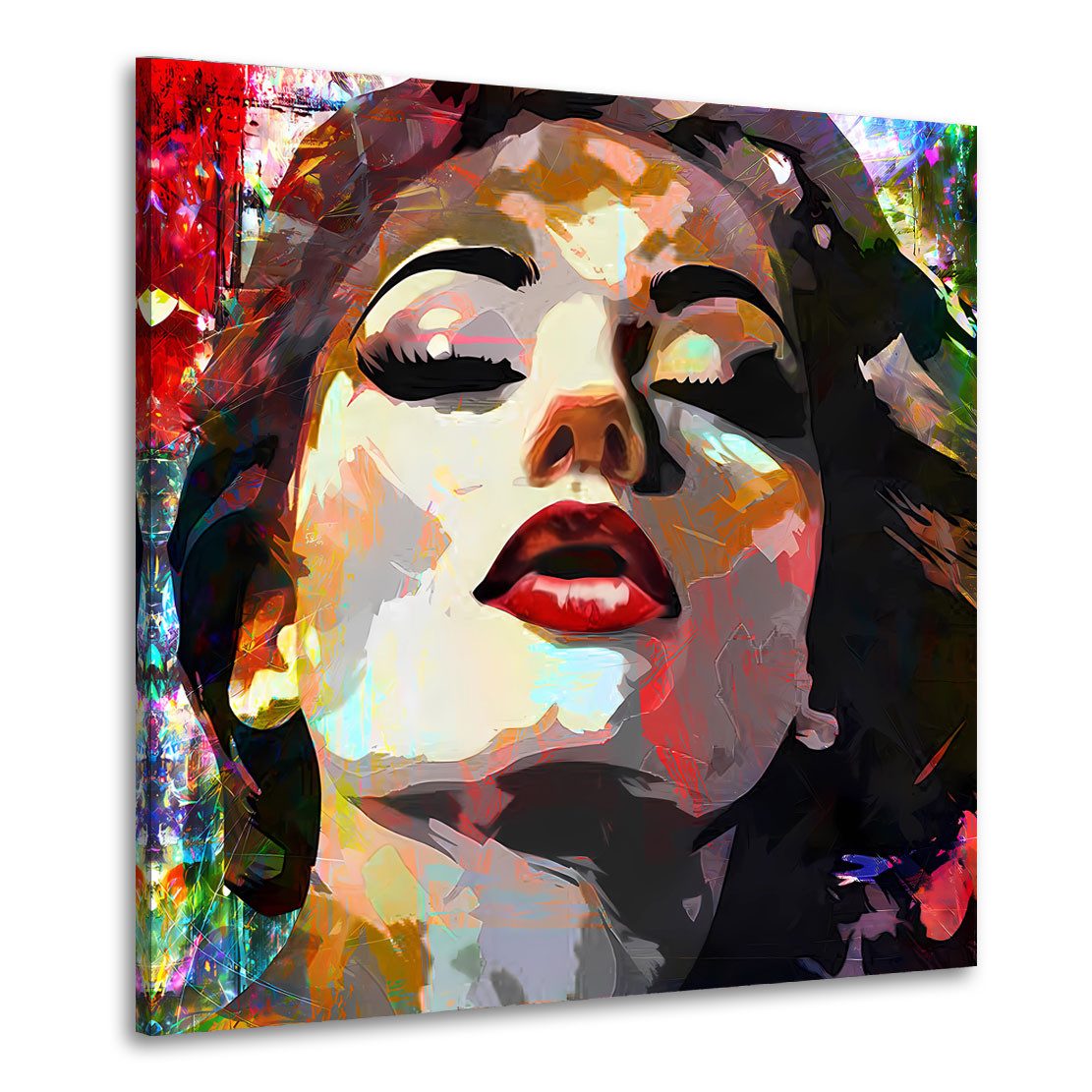 Artedinoi Leinwandbild Frau roter Lippenstift Pop Art Leinwandbild Wandbild XXL Deko, Frau mit rotem Lippenstift