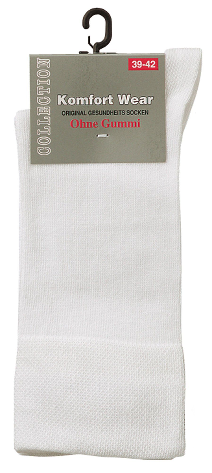 Baumwoll-Socken mit Weiß Basicsocken Komfort Piqué-Bund 6 FussFreunde breitem Paar
