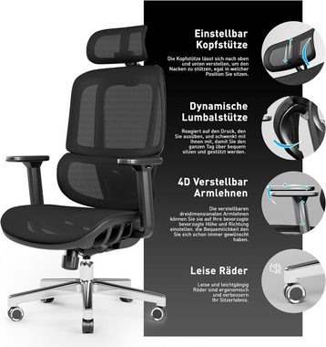 JOYFLY Bürostuhl (Bürostuhl ergonomisch: Schreibtischstuhl mit verstellbarem Sitz), Bürostuhl Ergonomisch, Ergonomischer Bürostuhl Office Chair