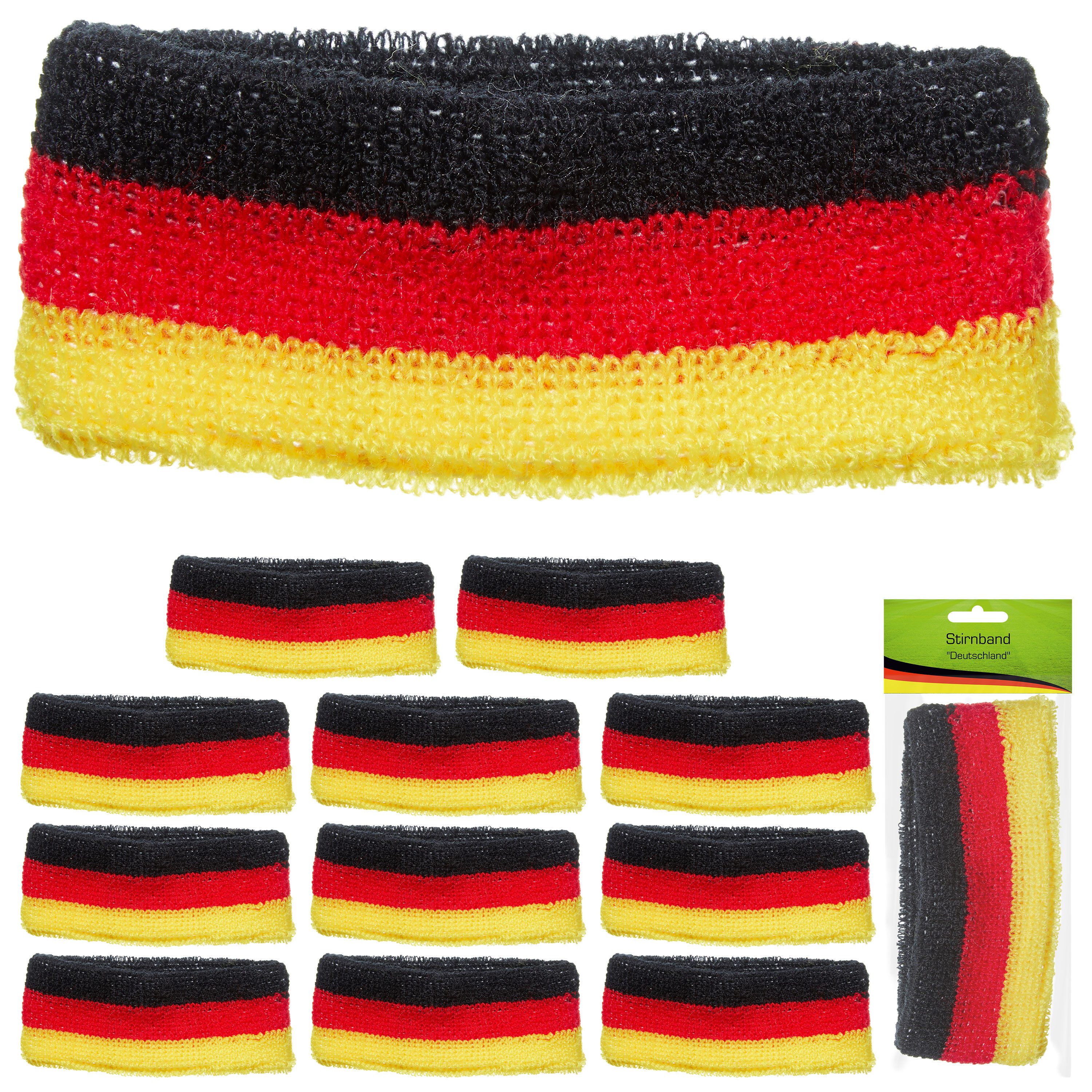 CEPEWA Stirnband Stirnband Deutschland 12er Set schwarz rot gold Fanartikel WM EM