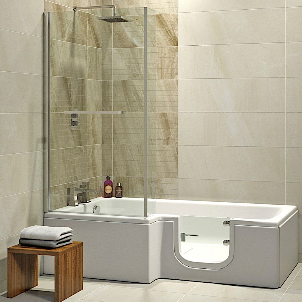 Dusche-24 Badewanne Badewanne mit Tür 170x85 cm HOSOLARNA mit Tür inkl.  Duschaufsatz, Schürze und Ablauf