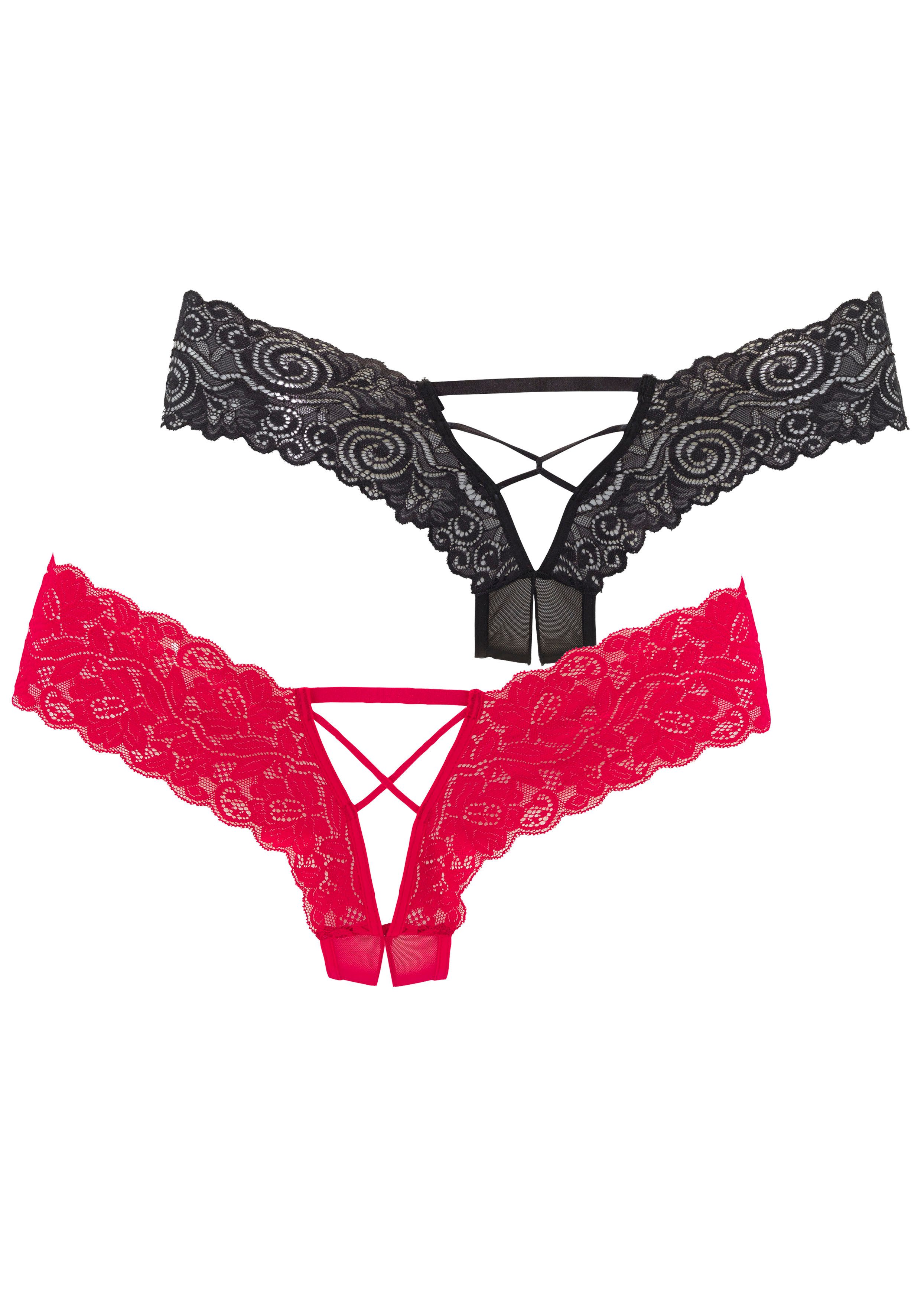 petite fleur gold Panty-Ouvert (Packung, 2 Stück) im günstigen Doppelpack, mit edlen Schnürungen, Reizwäsche