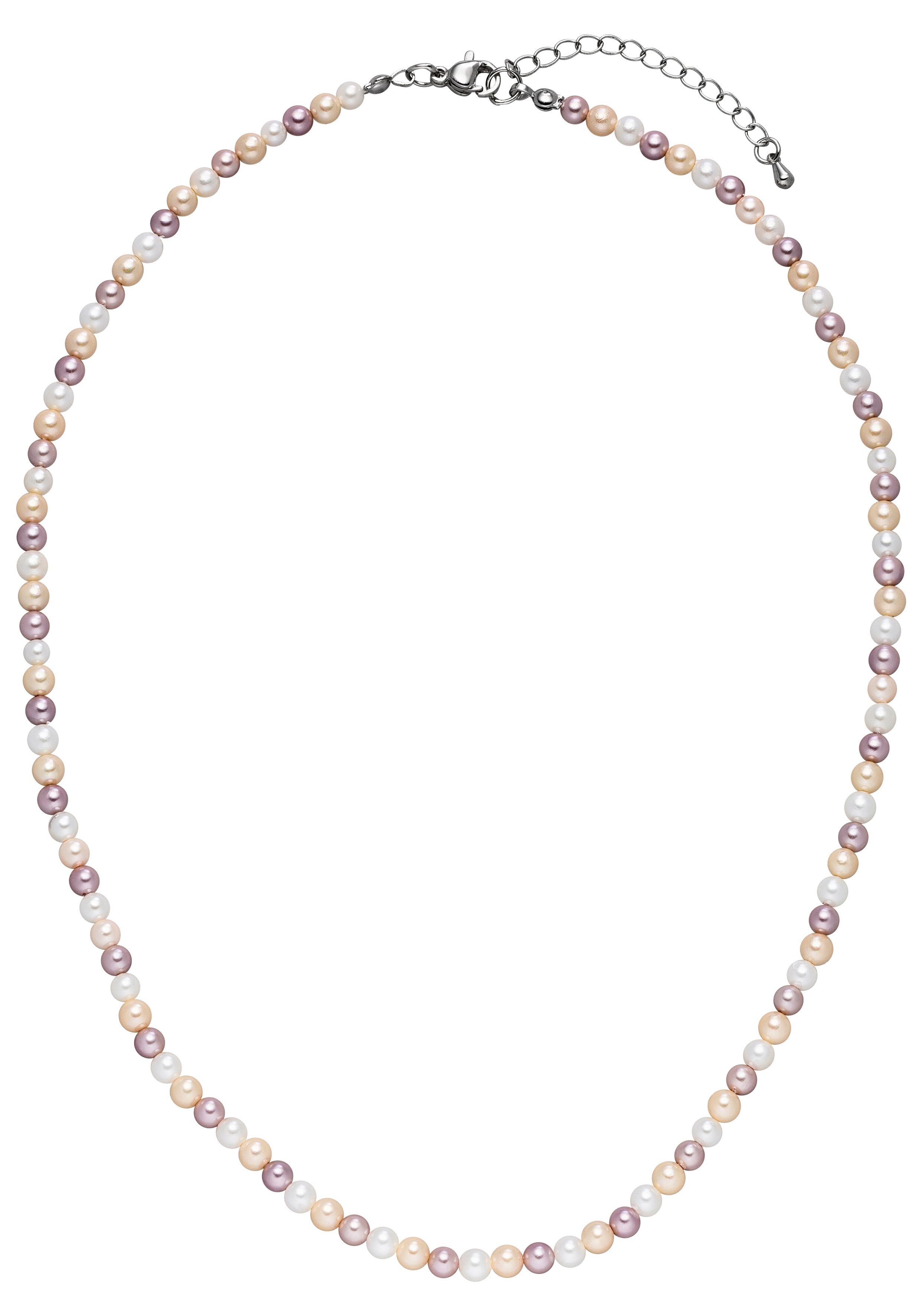 JOBO Kette ohne Anhänger Perlenkette mehrfarbig, Muschelkern Perlen 4 mm 50 cm