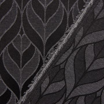 SCHÖNER LEBEN. Tischdecke SCHÖNER LEBEN. Tischdecke Jacquard Blätter schwarz grau div. Größen, handmade