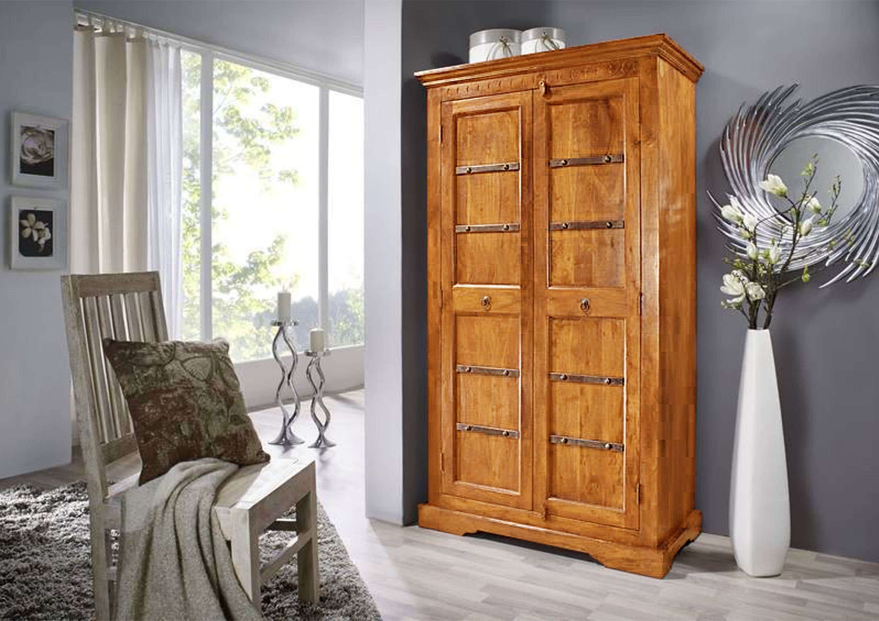 Massivmoebel24 Dreh-/Schwebetürenschrank #0401 (Schrank Akazie 97x50x176 günstig online kaufen