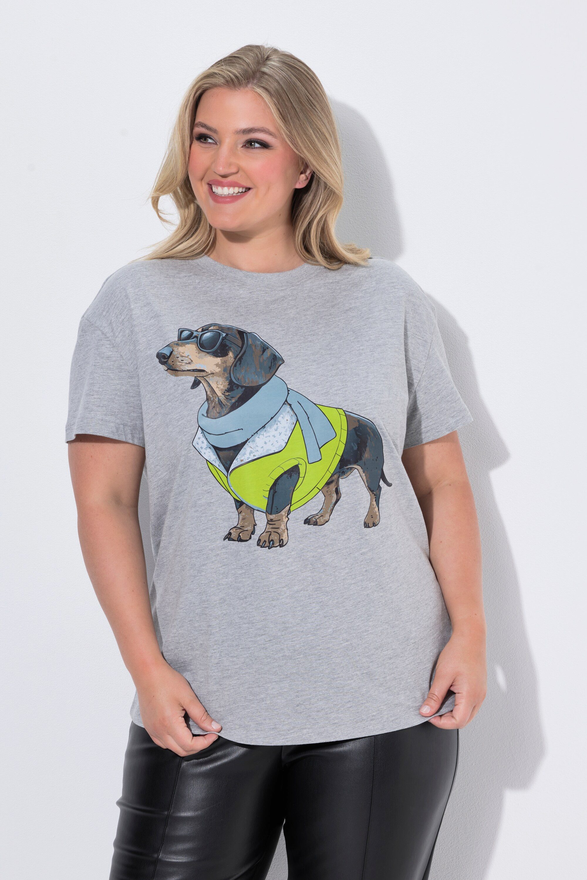 MIAMODA T-Shirt T-Shirt Boxy Fit Dackel Fashion-Motiv Halbarm