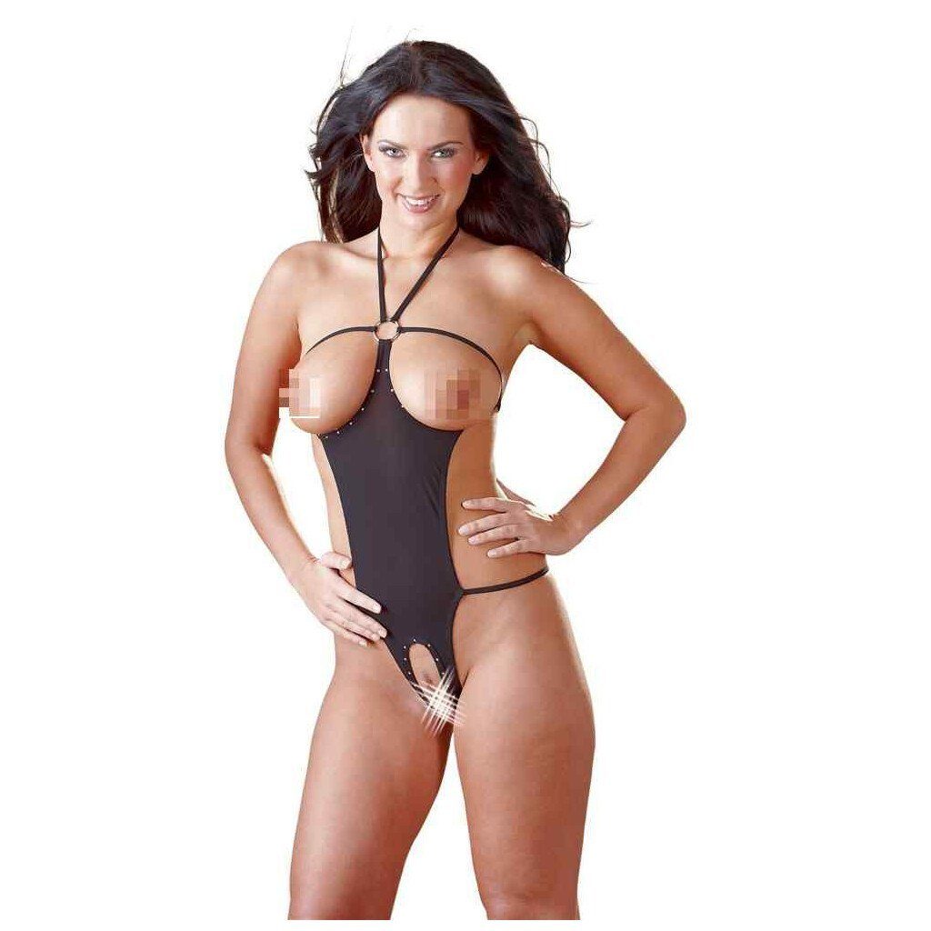 NO:XQSE Body-Ouvert Body offen schwarz S - L mit Strasssteinchen