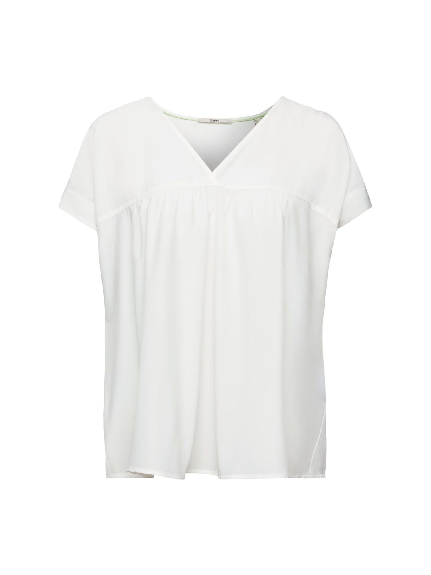 Esprit Kurzarmbluse Kurzarmbluse mit V-Ausschnitt OFF WHITE | Blusenshirts