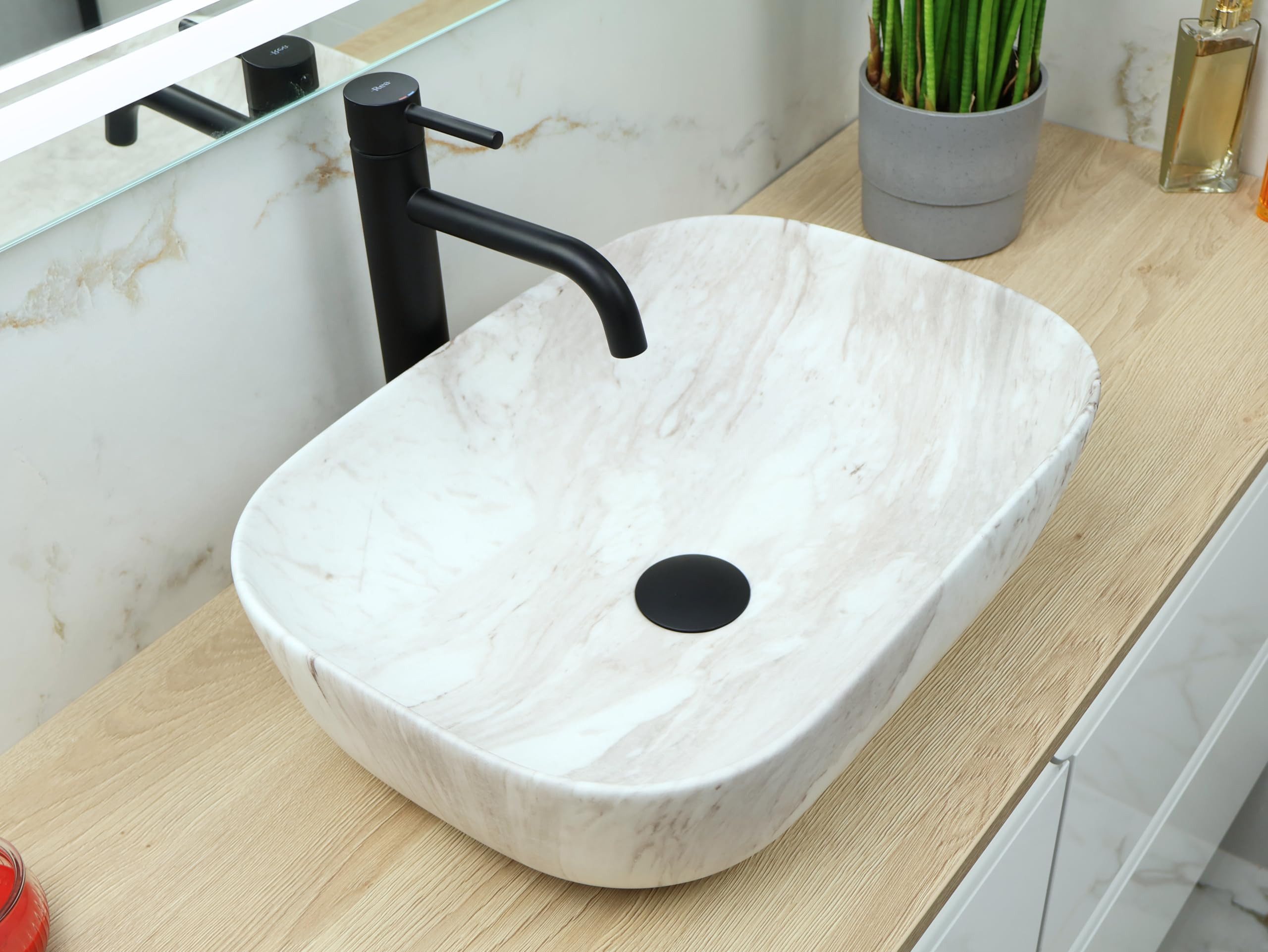 GTM Design Aufsatzwaschbecken BELINDA Modern Waschbeckenm Oval günstig online kaufen