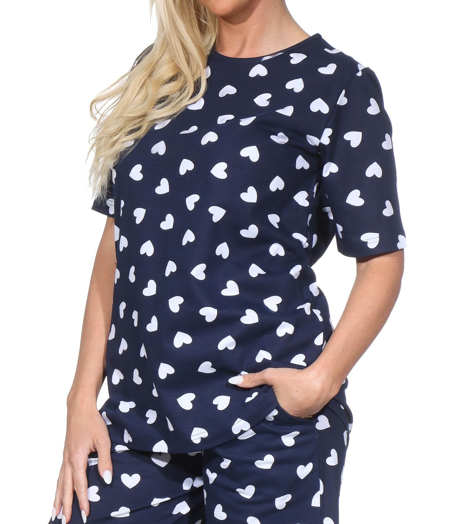 Normann Relaxanzug Damen kurzarm Schlafanzug Oberteil Pyjama Top Mix & Match