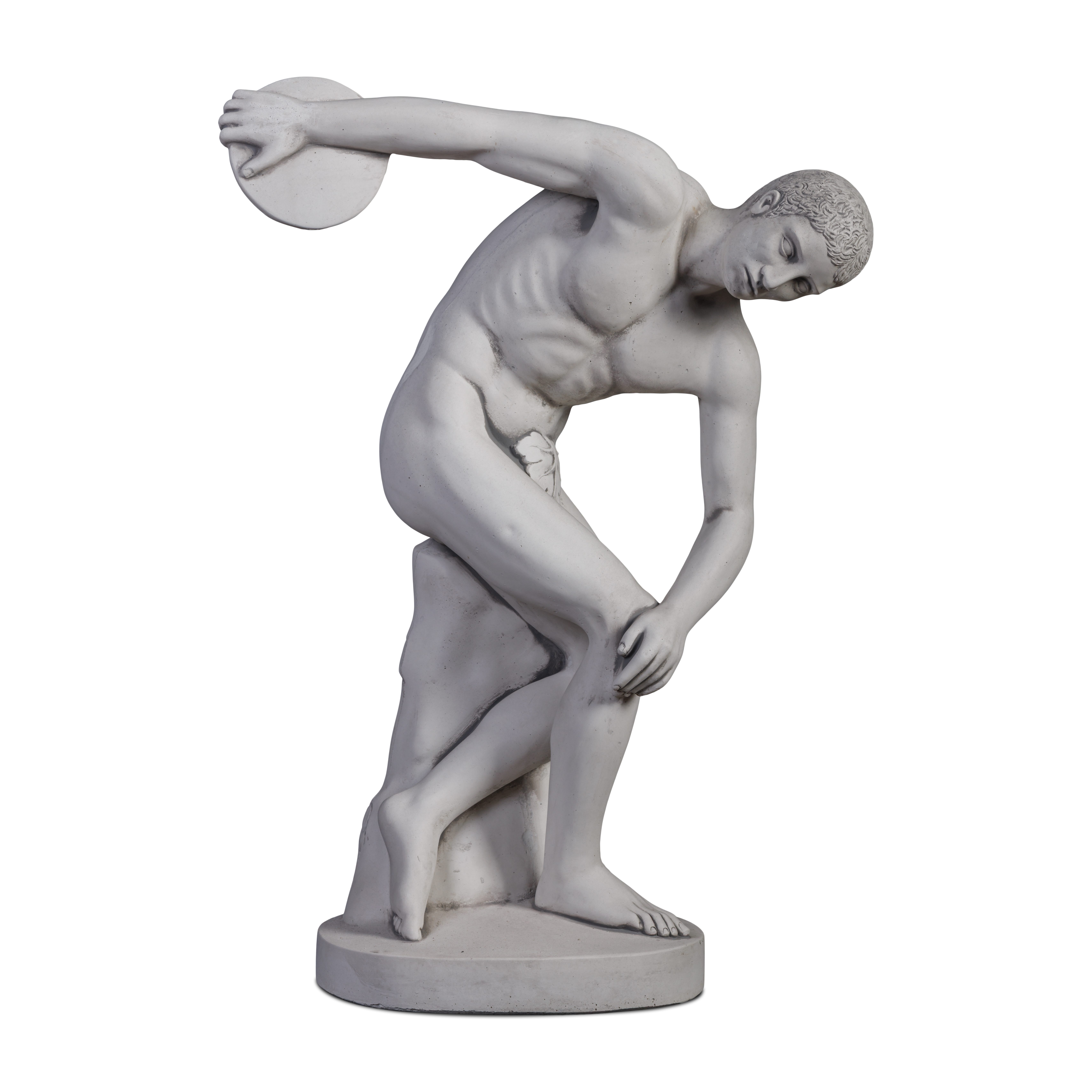 gartendekoparadies.de Gartenfigur Diskobolos Myron Steinfigur Gartenskulptur 84 cm Steinguss 72 kg, Frostsicher