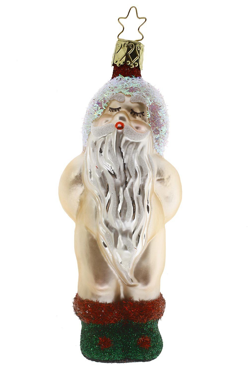 Hamburger Weihnachtskontor mundgeblasen handdekoriert Weihnachtsmann, - Dekohänger Christbaumschmuck Manufaktur - - Inge-Glas®