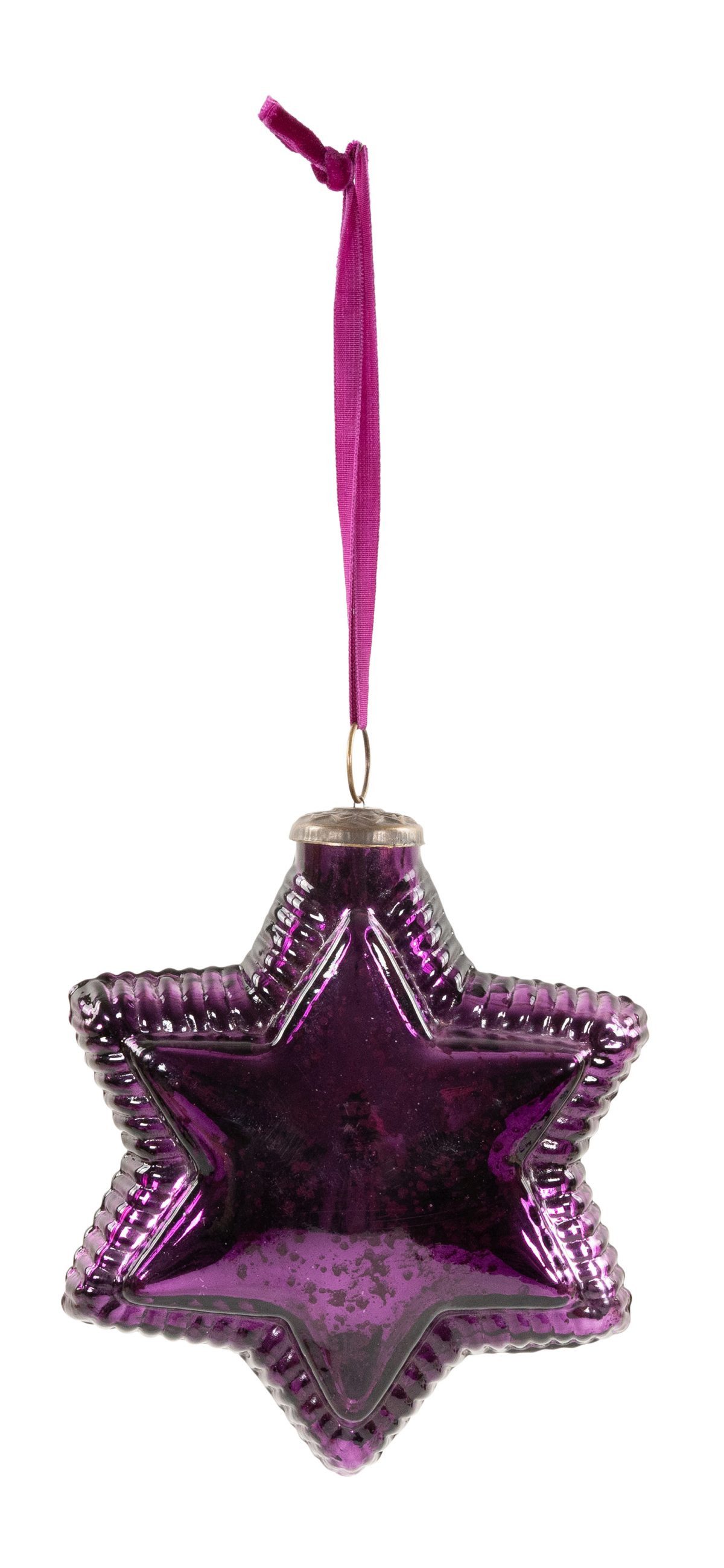 RIFFELMACHER & WEINBERGER Christbaumschmuck Deko Glasstern zum Hängen, Lila Antik, 15 cm, W