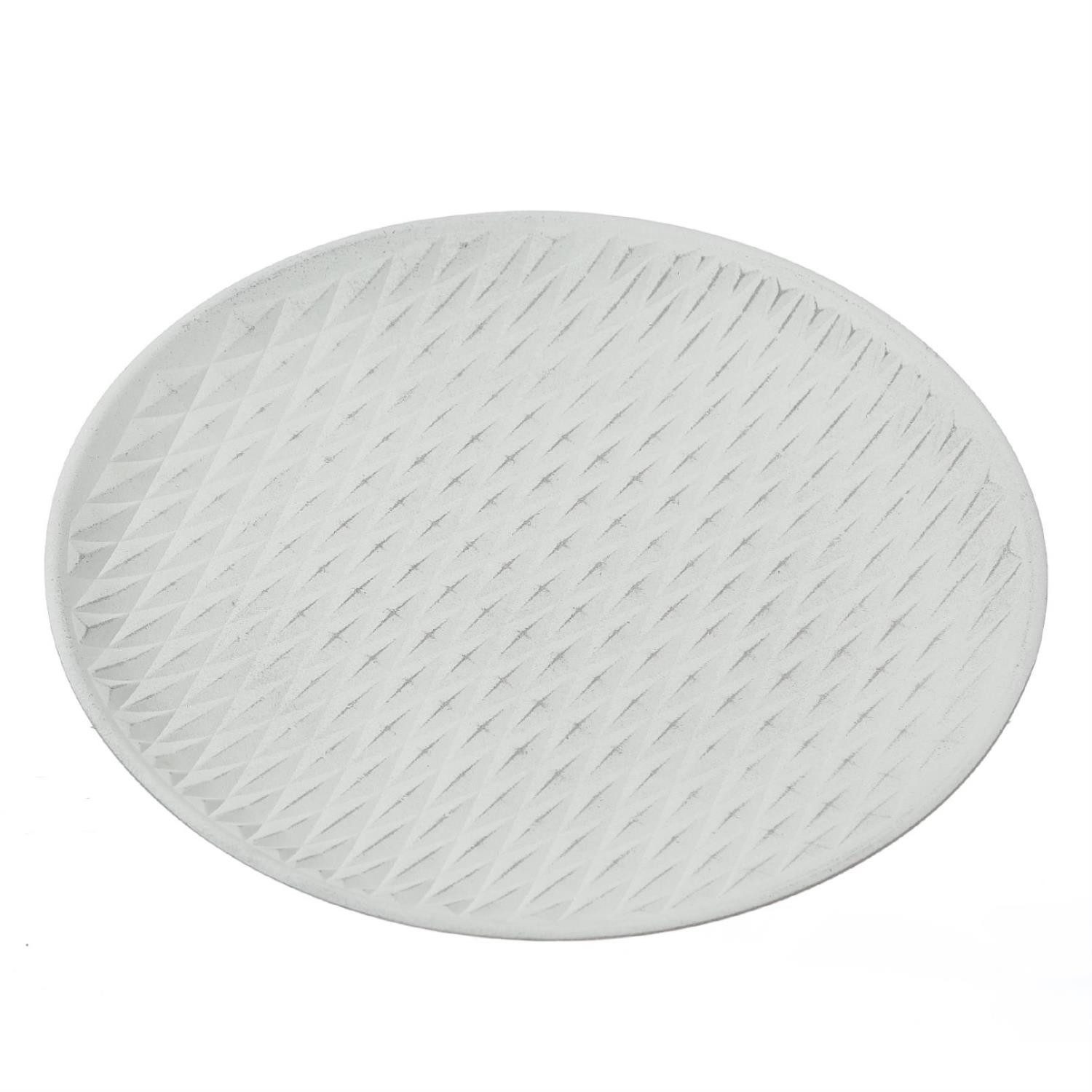 MARELIDA Dekotablett Deko Teller Schale mit Verzierung Rautenmuster weiß MDF Holz D: 34,5cm
