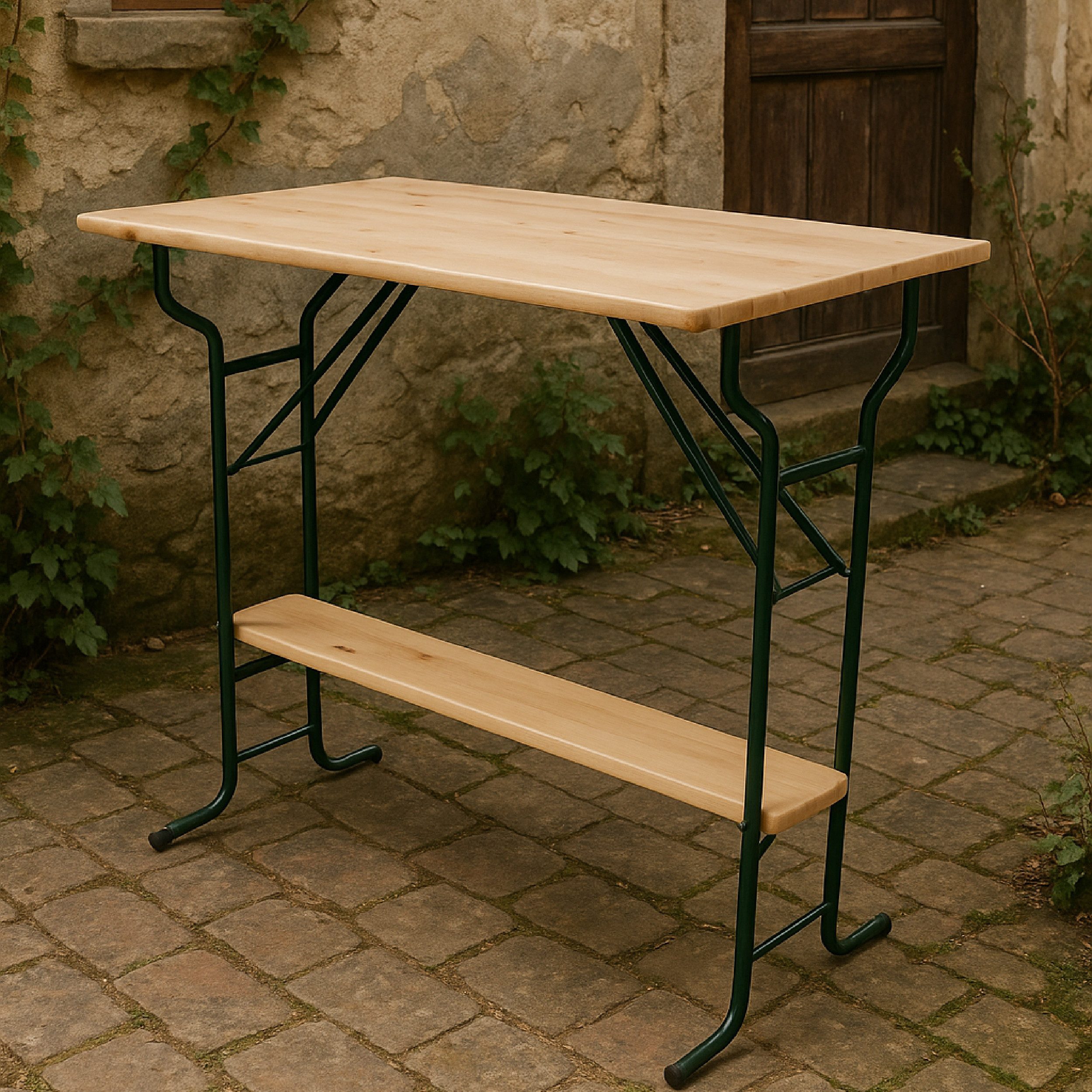 TPFGarden Stehtisch MINO (Klappbarer Garten- und Stehtisch, 1-St., Bistrotisch aus Metall + Holz lackiert), Bartisch 113 cm mit stabiler Fußstütze