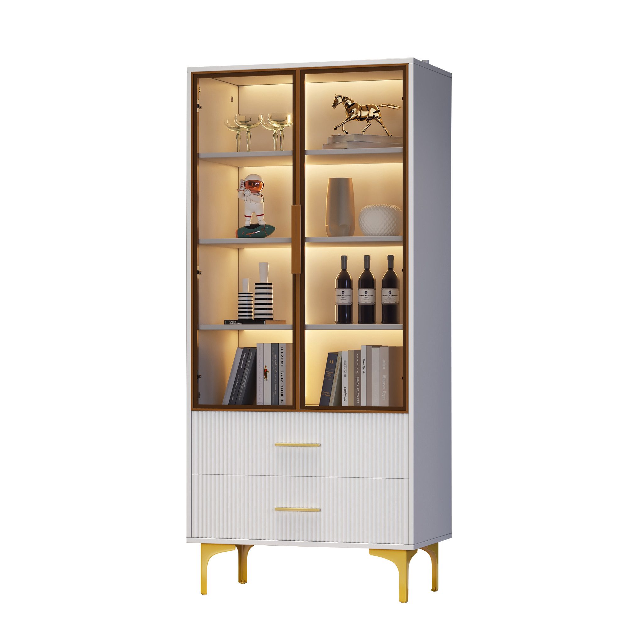 HAUSS SPOLE Vitrine 70x35x150cm mit LED-Licht, günstig online kaufen