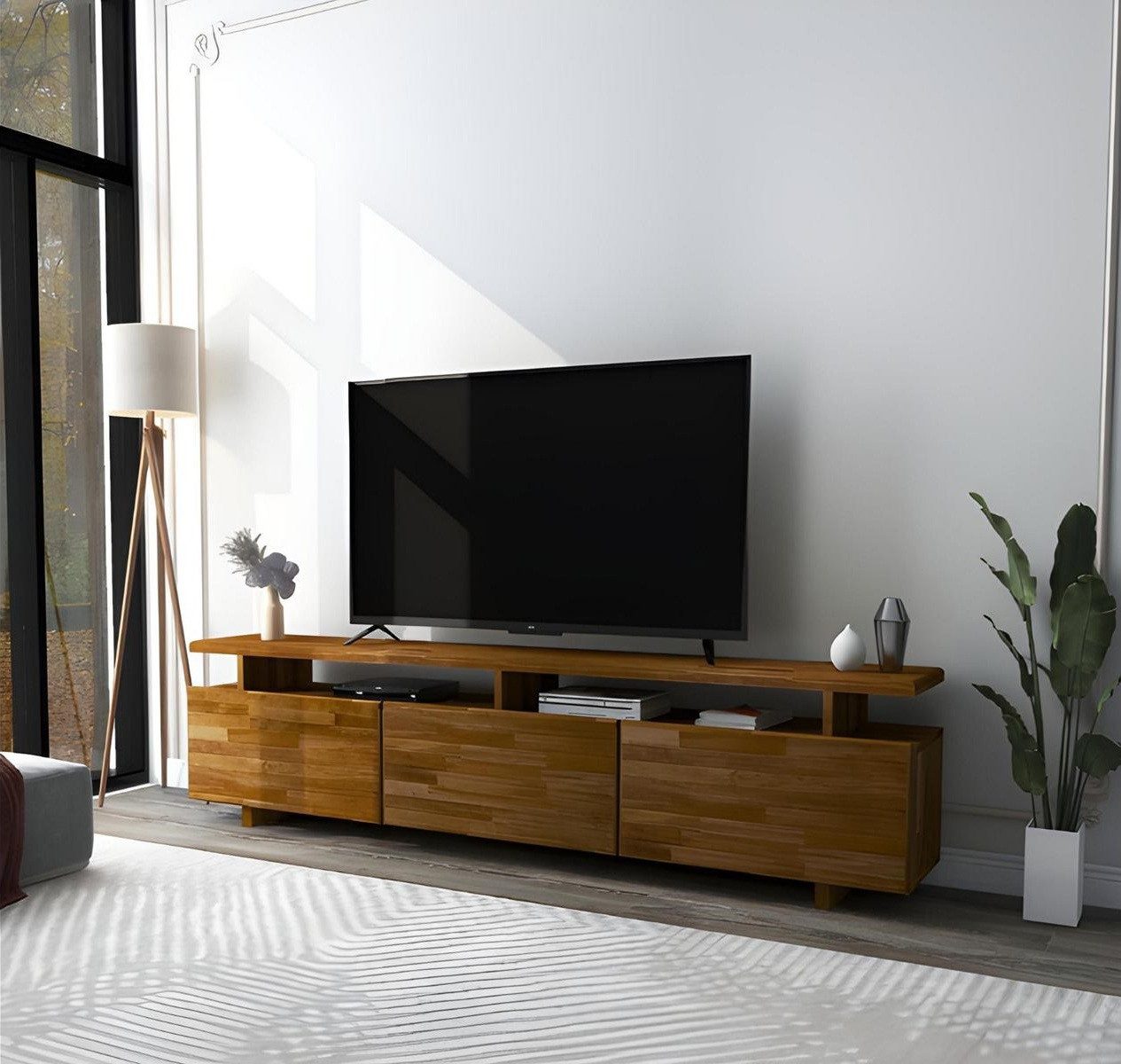 Xlmoebel Lowboard TV-Möbel in dunklem Braun für das Wohnzimmer - Stabiles Lowboard (TV-Ständer), Hergestellt in Europa