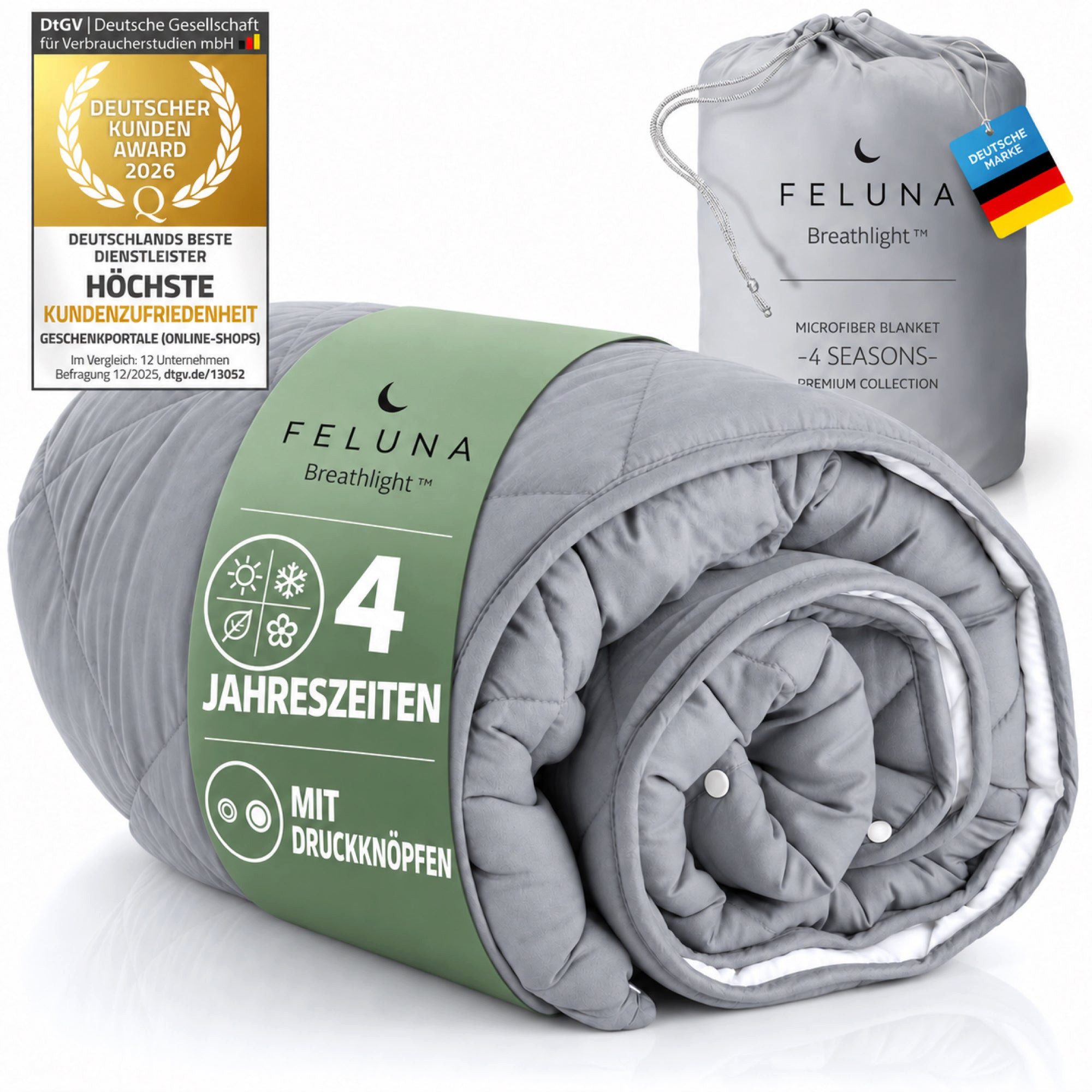 Wohndecke Feluna Wohndecke – 4-Jahreszeiten Steppdecke zweiteilig, Duo Bettdecke, Feluna, Zweiteilige Steppdecke mit Druckknöpfe, Winter- & Sommerdecke