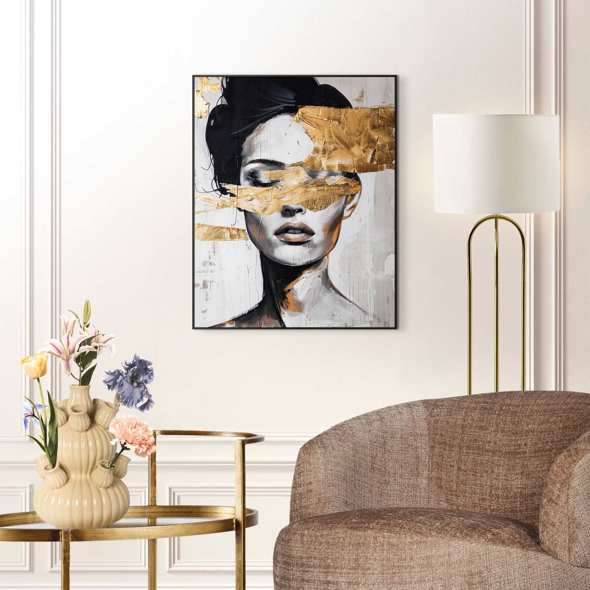 Reinders! Poster Stylish Lady, Wohnzimmer - Schwarz - MDF - Gold - 40x50 cm günstig online kaufen