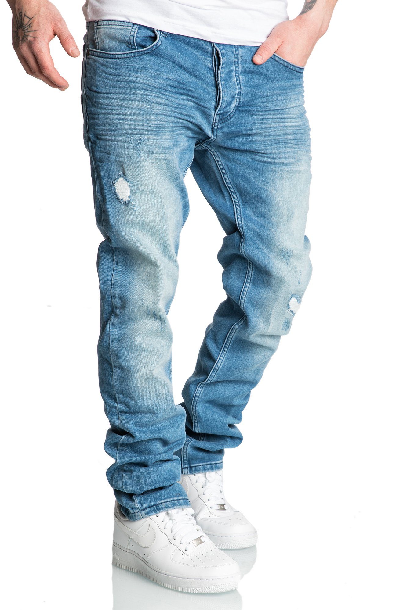 Amaci&Sons Straight-Jeans »AKRON Herren Destroyed Jeans«