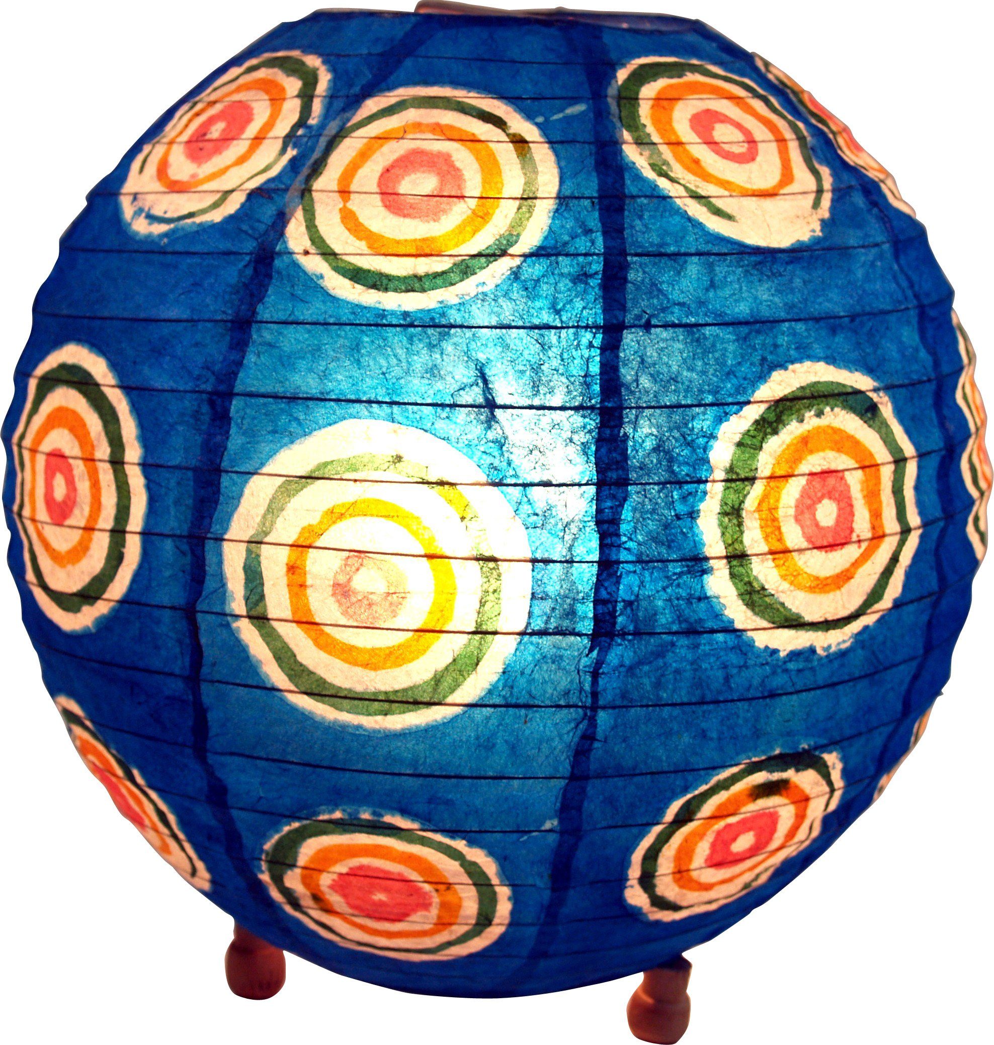 Guru-Shop Tischleuchte Coronada round Reispapier Tischlampe Retro - 40.., Leuchtmittel nicht inklusive