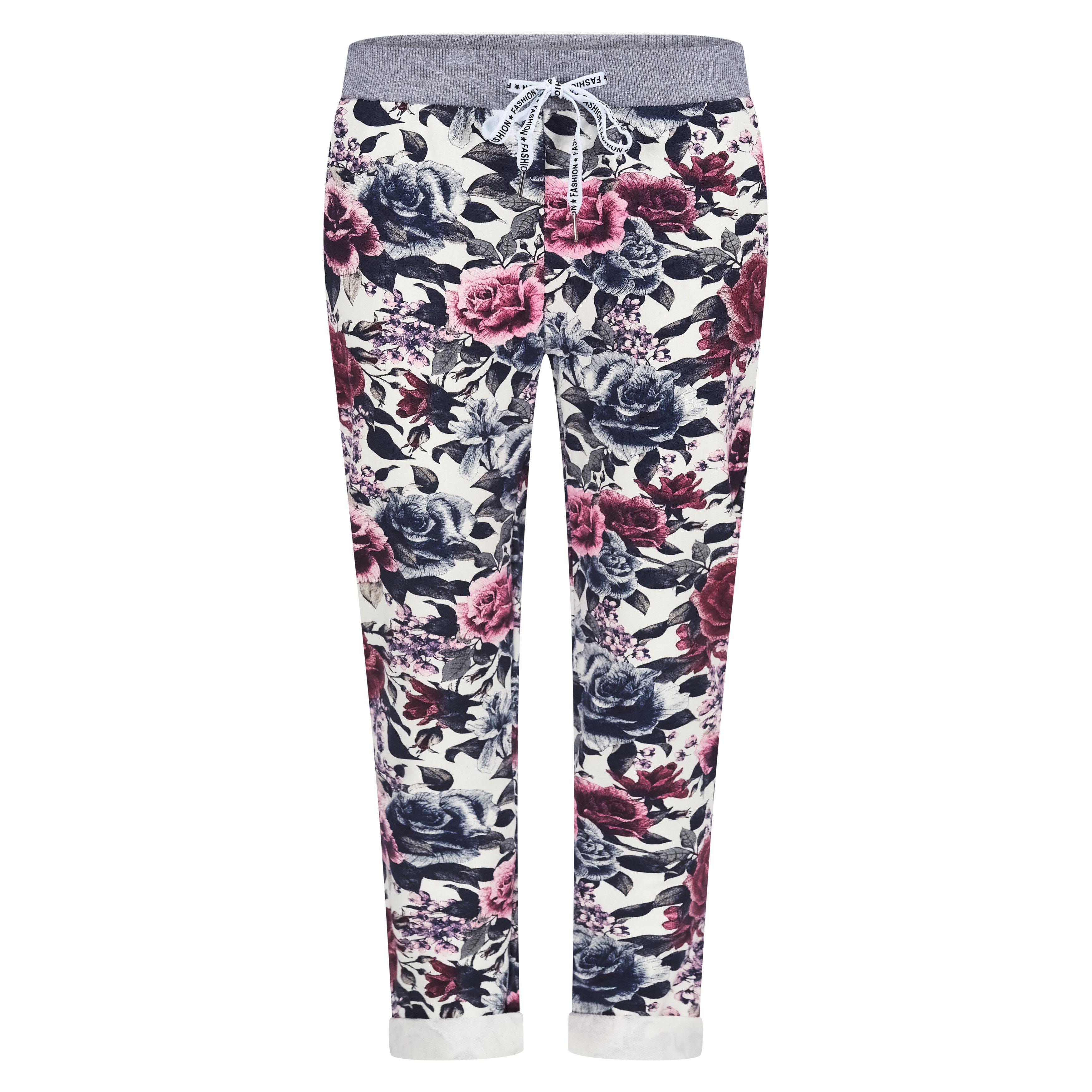 Mississhop Jogginghose Damen Hose Blumen Jogginghose Baumwolle gemustert Gr. S/M 287