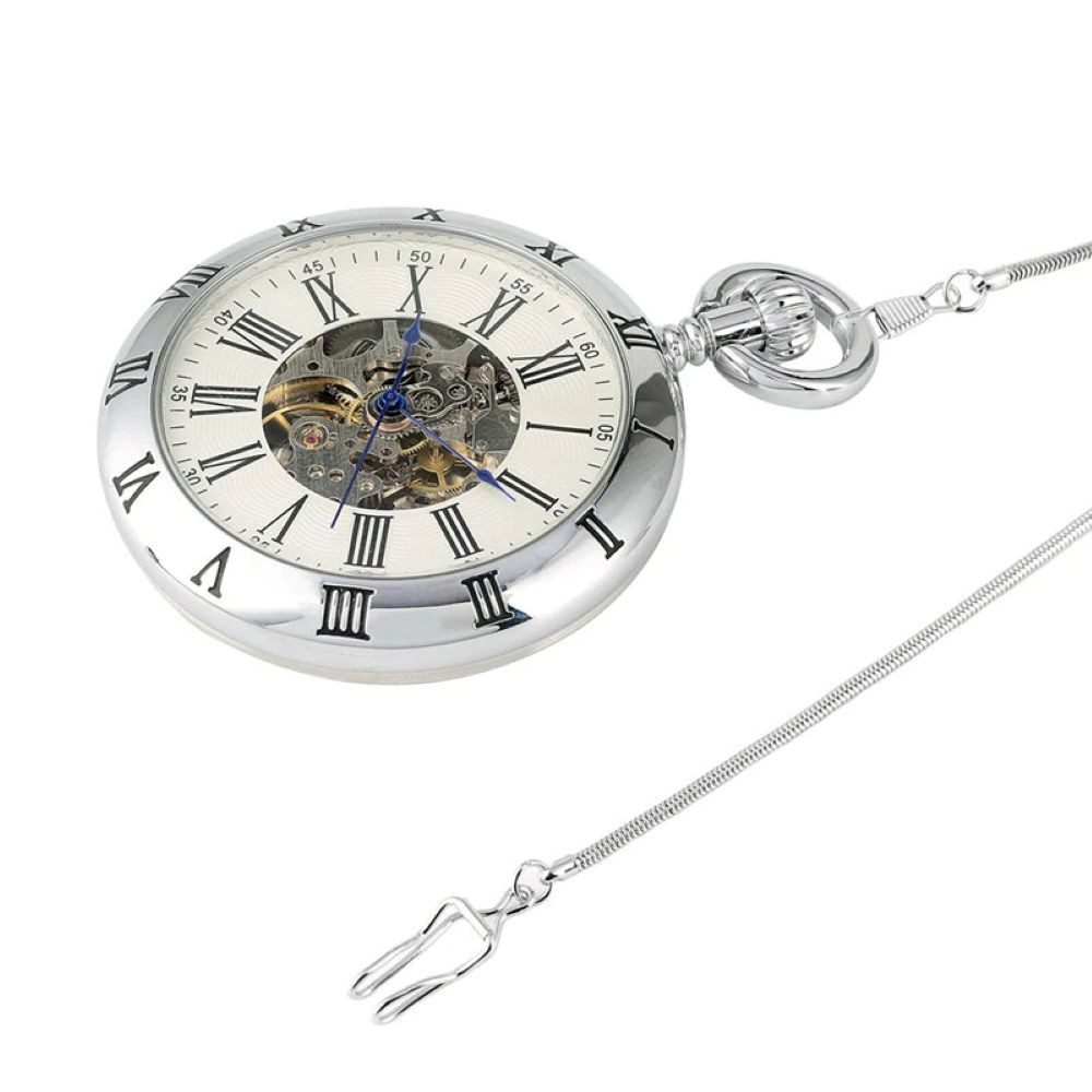 Tidy Taschenuhr Automatik Taschenuhr mit offenem römischen Ziffern, Kette