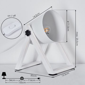 hofstein Tischleuchte Holz/weiß Nacht Tisch Lampen Vintage Schlaf Wohn Gäste Zimmer Raum