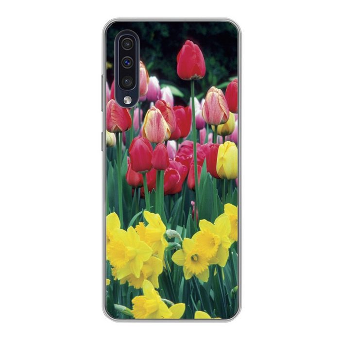 MuchoWow Handyhülle Frühling - Tulpen - Narzissen Handyhülle Samsung Galaxy A30s Smartphone-Bumper Print Handy