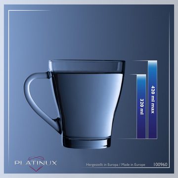 PLATINUX Latte-Macchiato-Glas Kaffeegläser mit Griff, Glas, Set 6-Teilig 320ml (max. 420ml) Latte Macchiato Teeglas Cappuccino