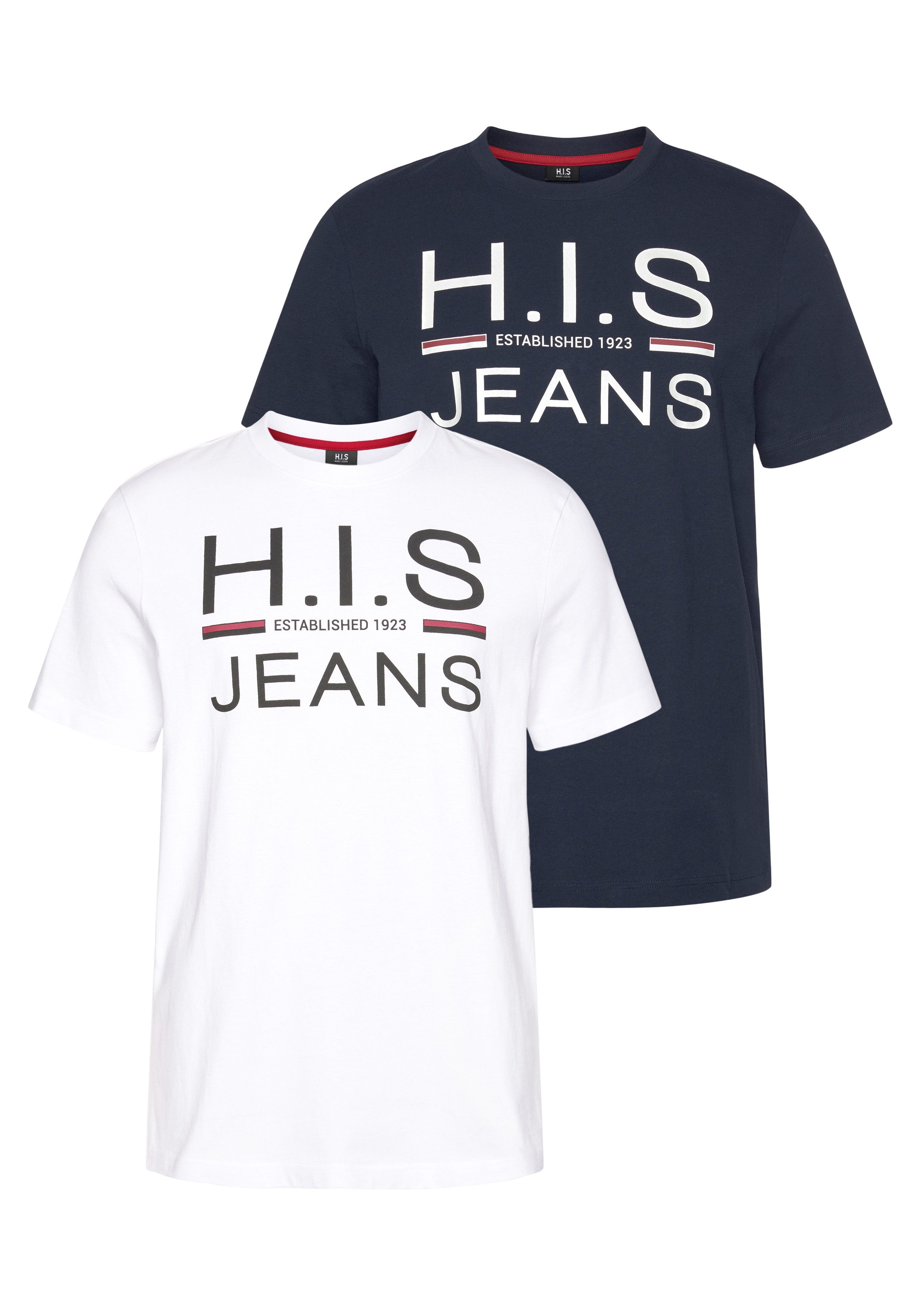 H.I.S Rundhalsshirt (Packung, 2er-Pack) schmal geschnitten, günstig online kaufen