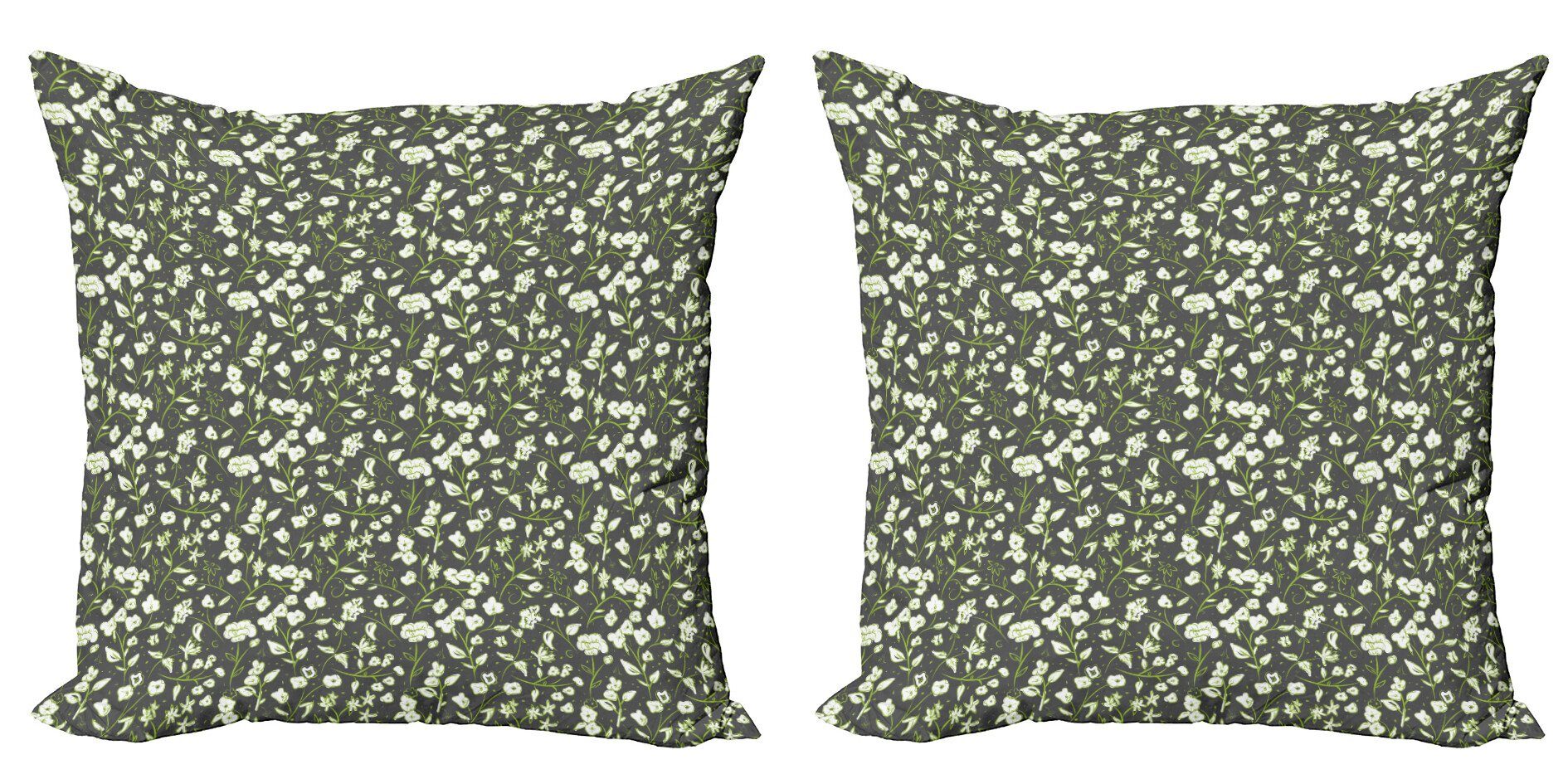 Kissenbezüge Modern Accent Doppelseitiger Digitaldruck, Abakuhaus (2 Stück), Blumen Blumen und gewirbelte Blätter